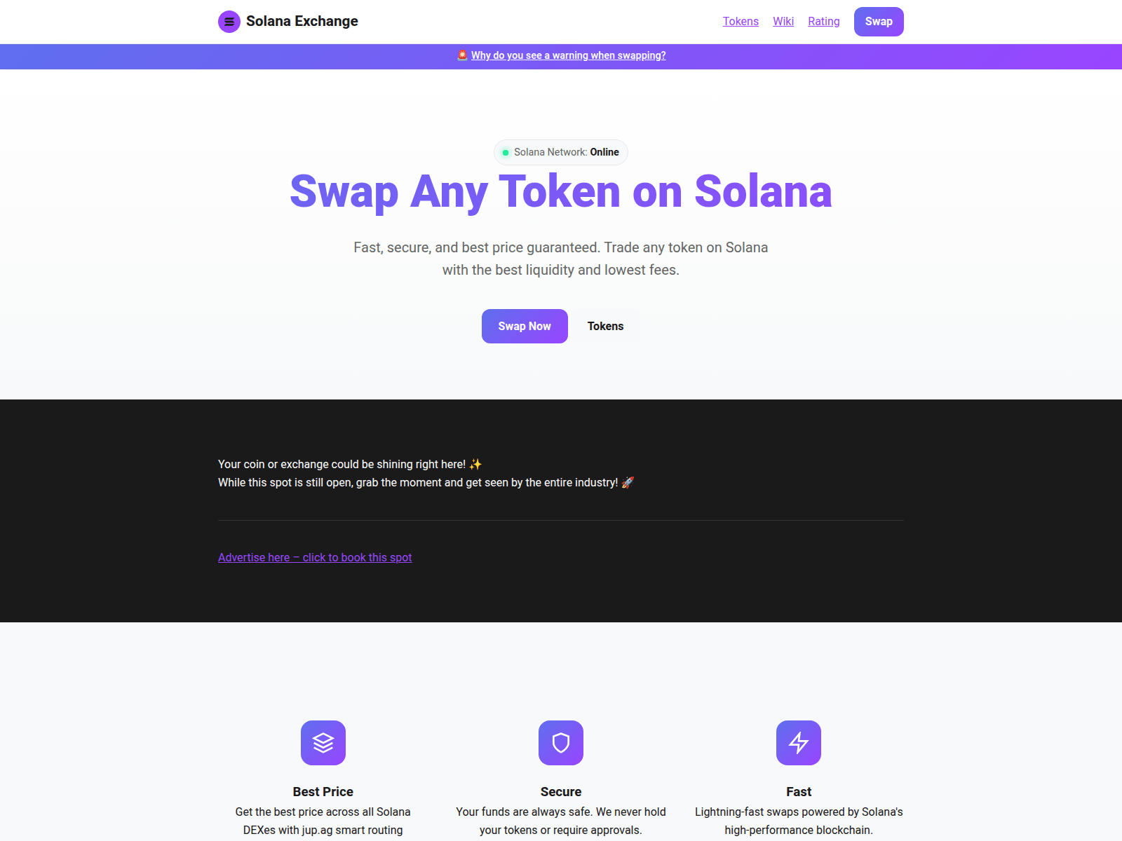 Screenshot of solana-exchange.org