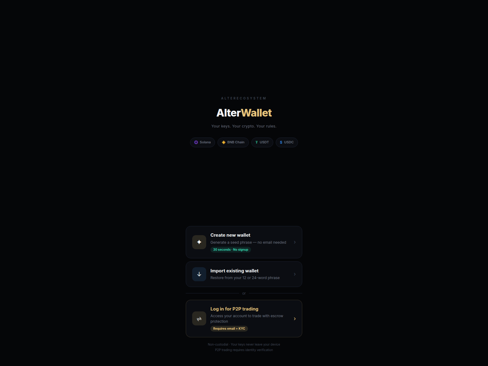 Screenshot of alterescrow.pages.dev