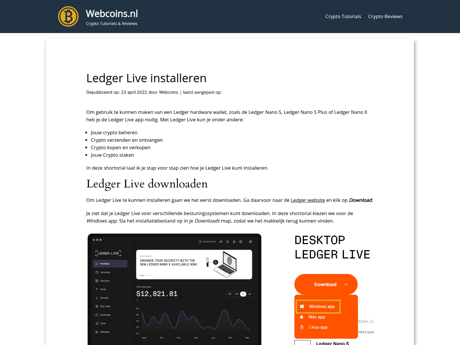 Screenshot of webcoins.nl