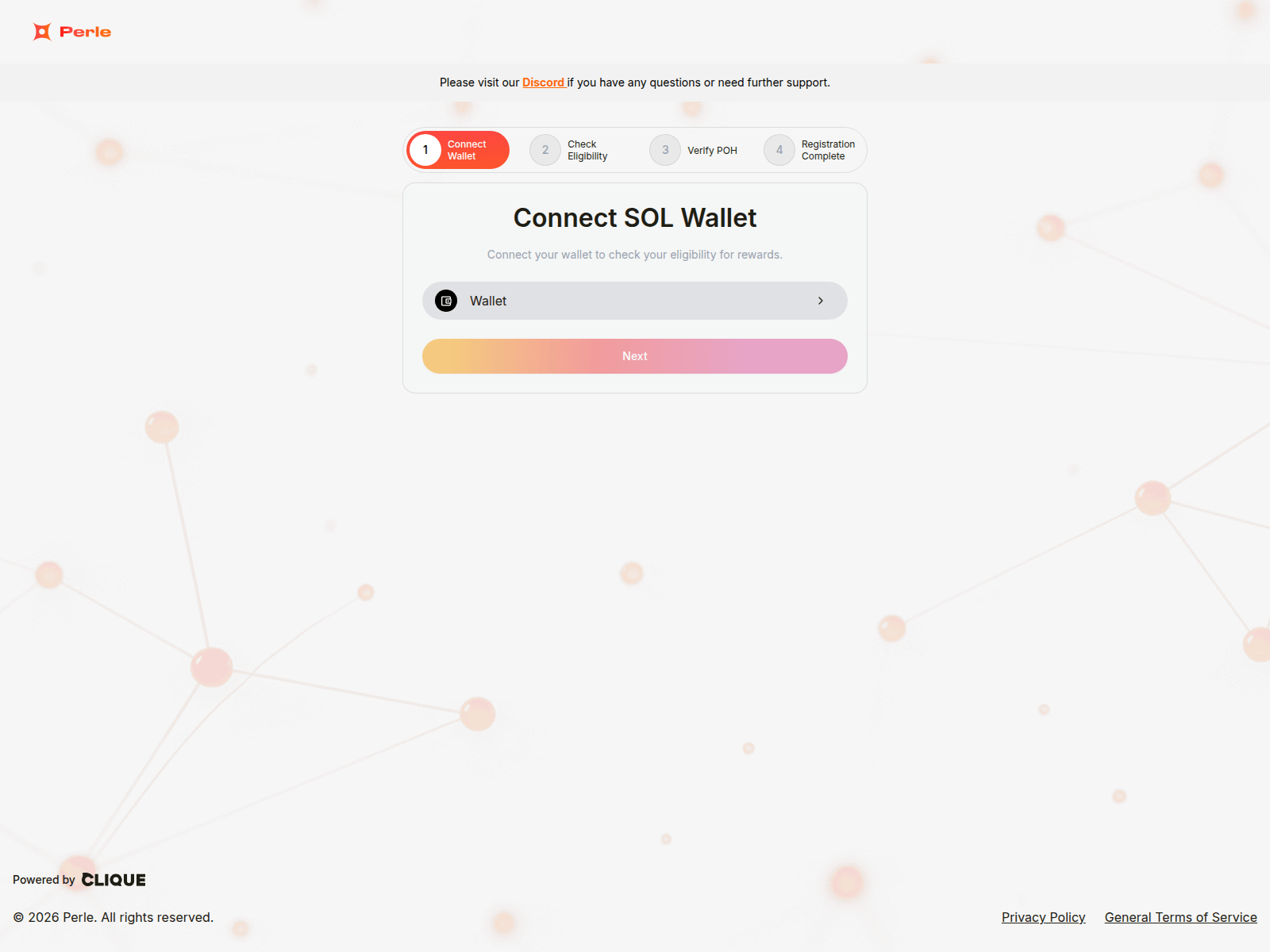 Screenshot of register.perle.life
