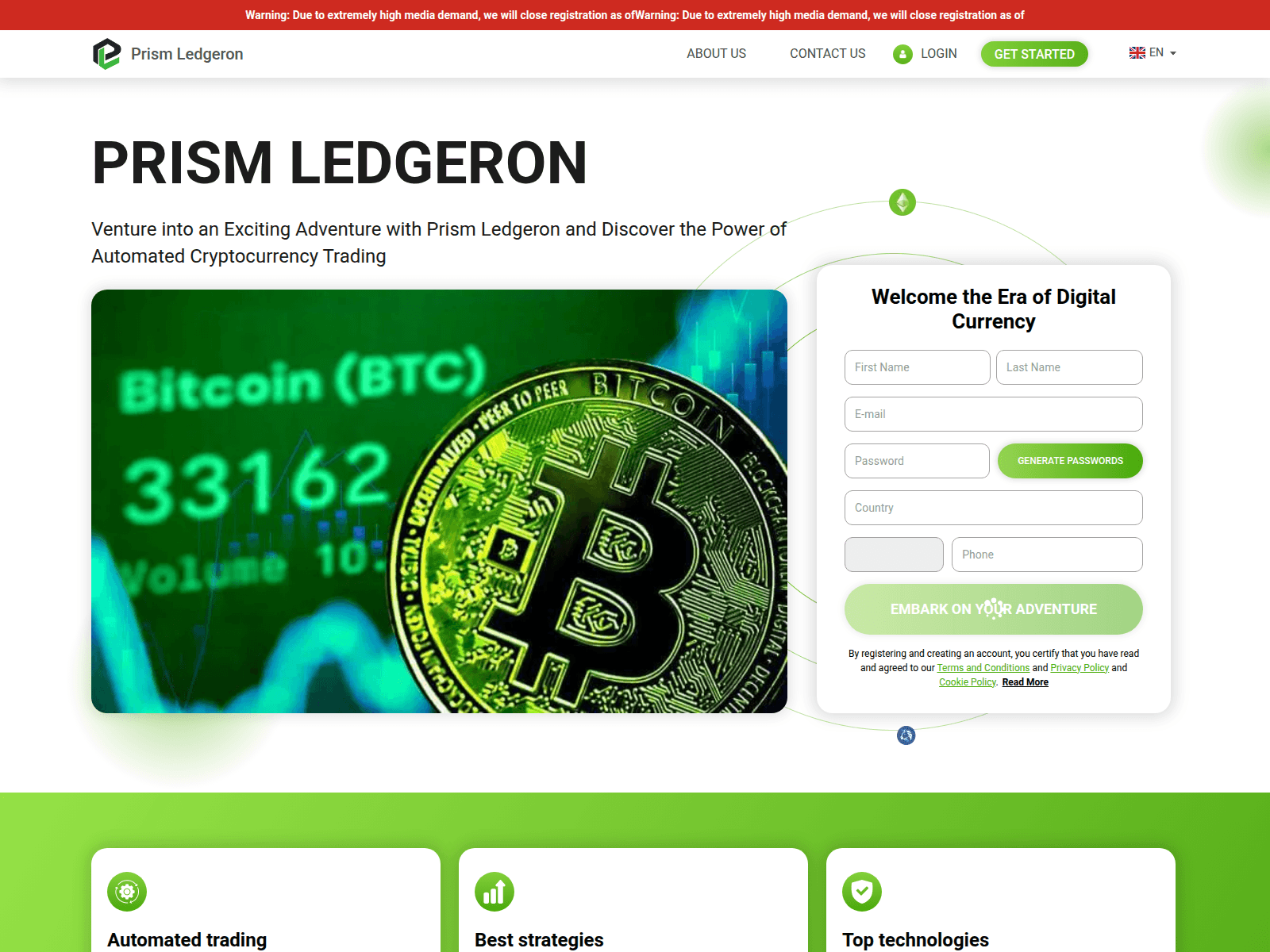 Forensic screenshot of prismledgeronsoftware-com.financecryptoworld.com