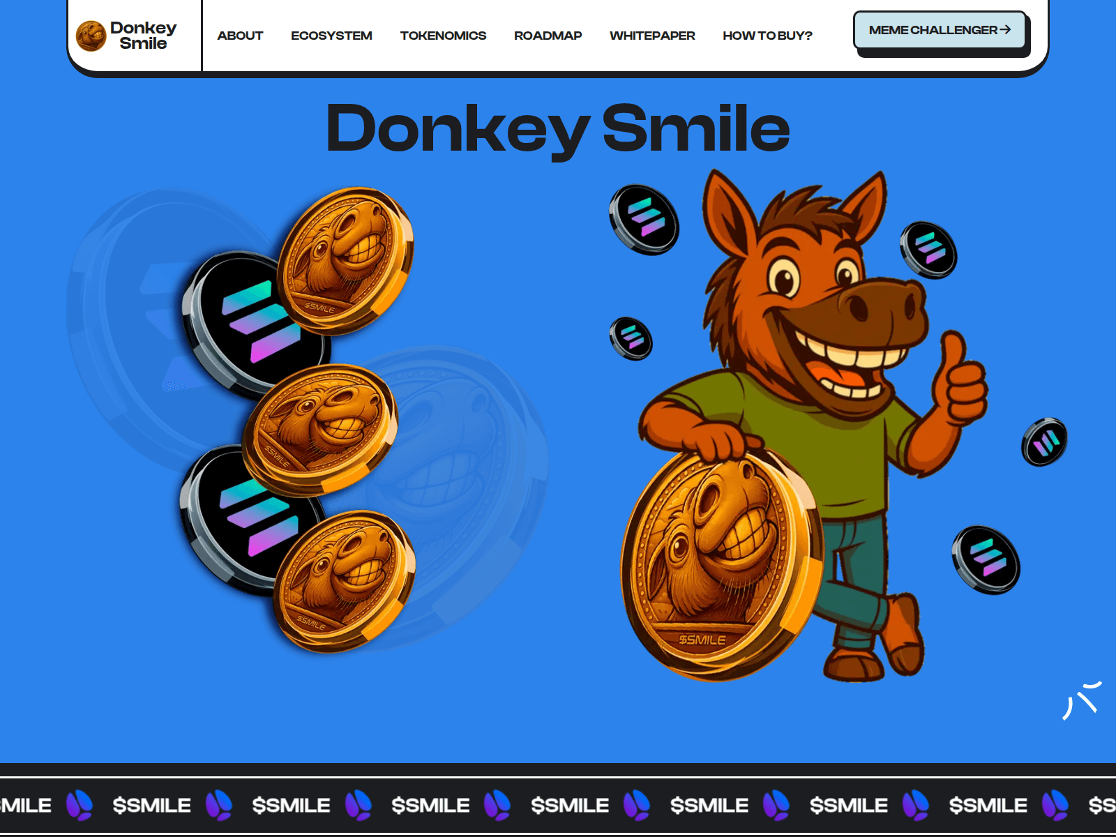 Screenshot of donkeysmileonsol.com