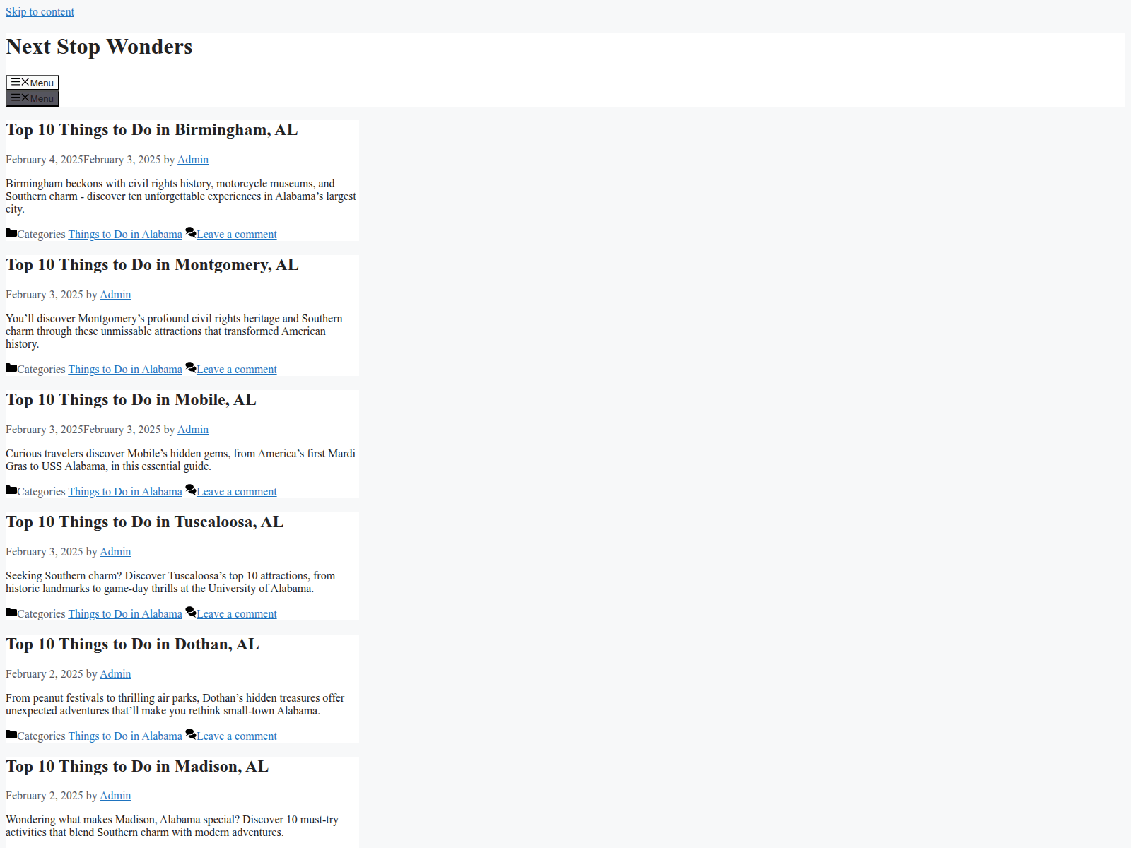Screenshot of nextstopwonders.com