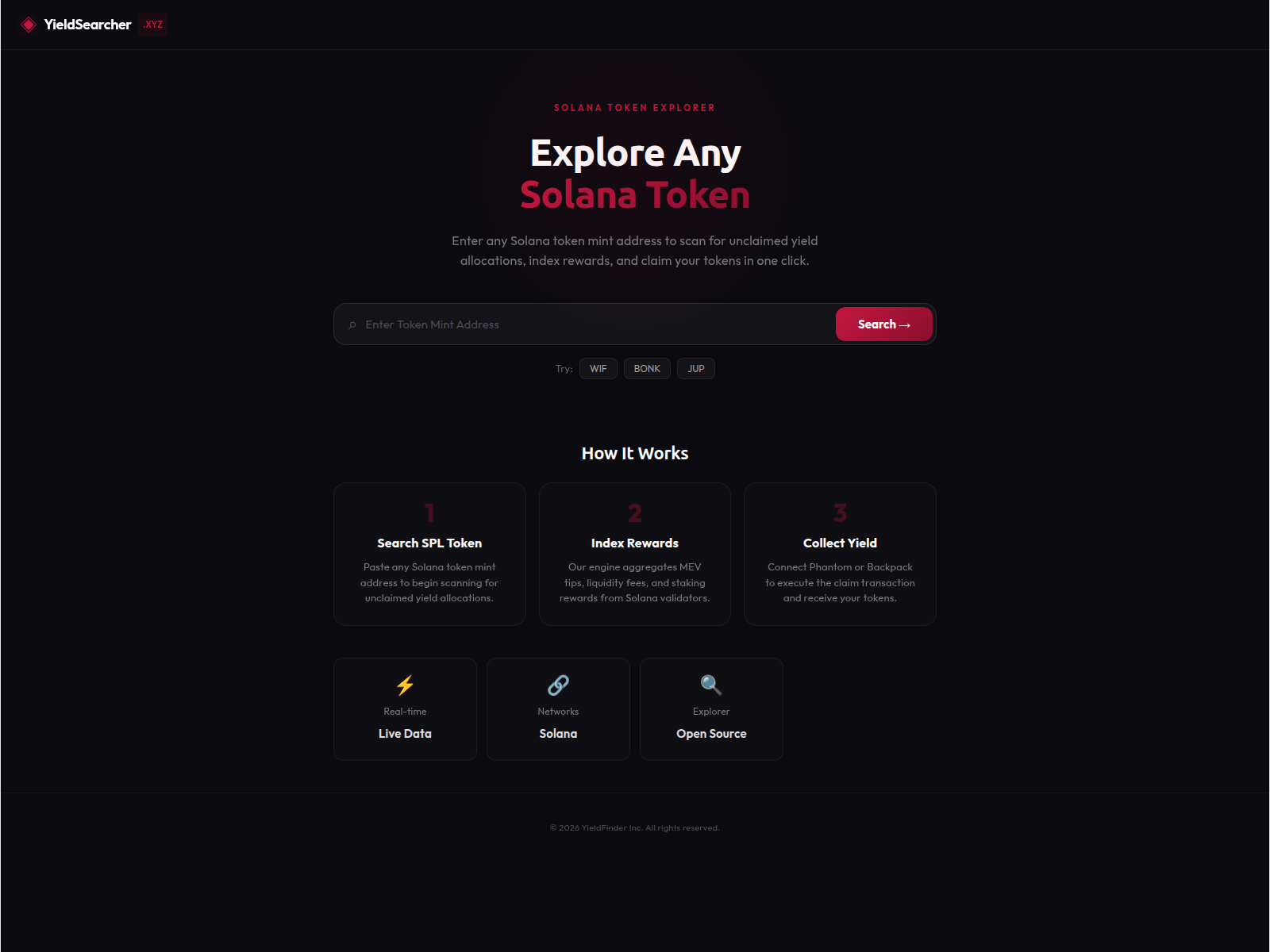 Screenshot of yieldsearcher.xyz