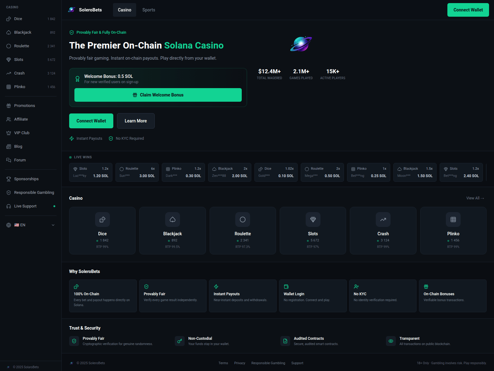 Screenshot of solerobets.com