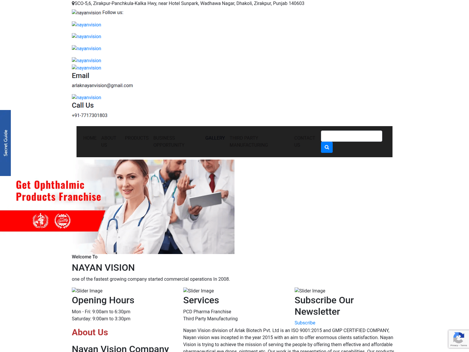 Знімок екрана nayanvision.com