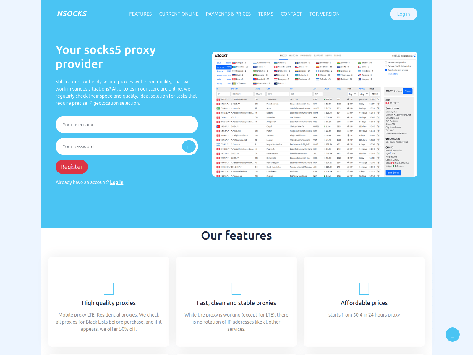 Screenshot of https-nsocks.net