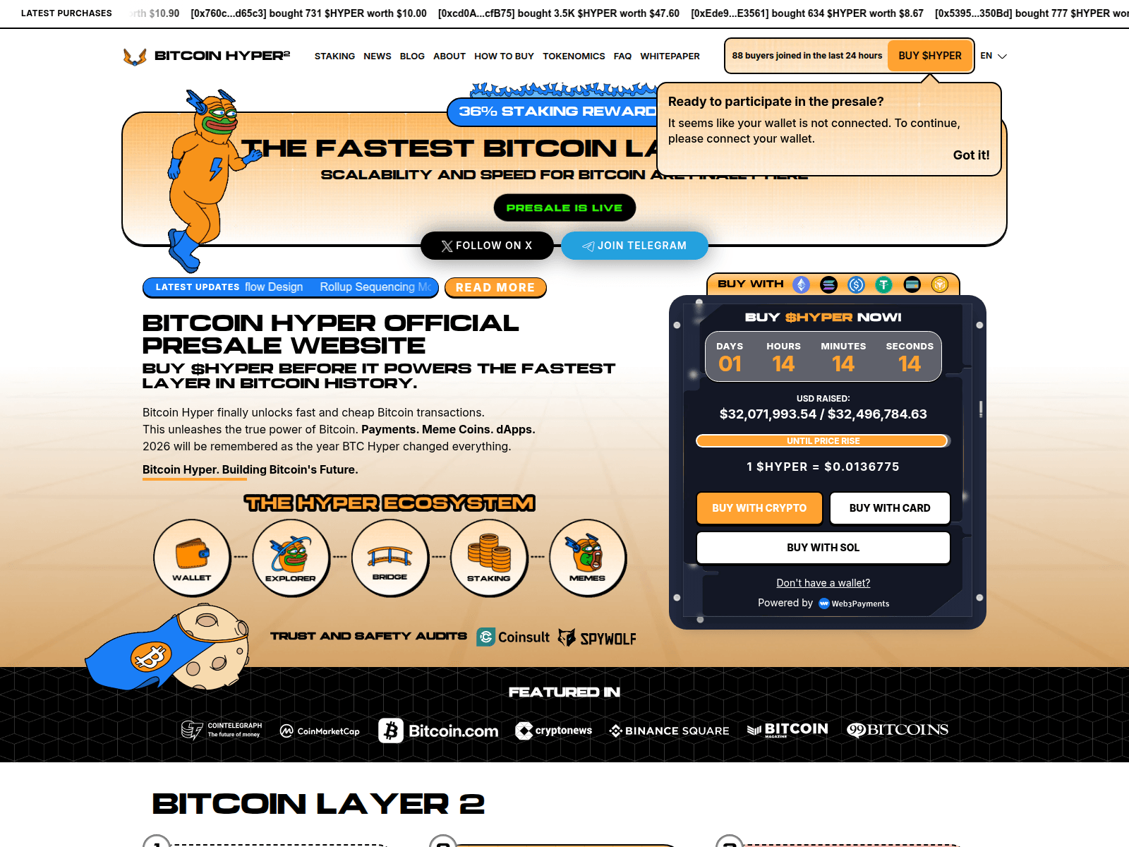 Screenshot of bitcoinhypertoken.org