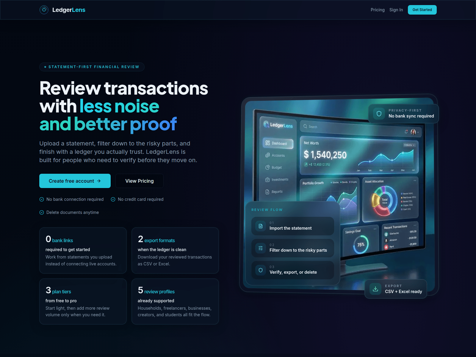 Screenshot of ledgerlens.co