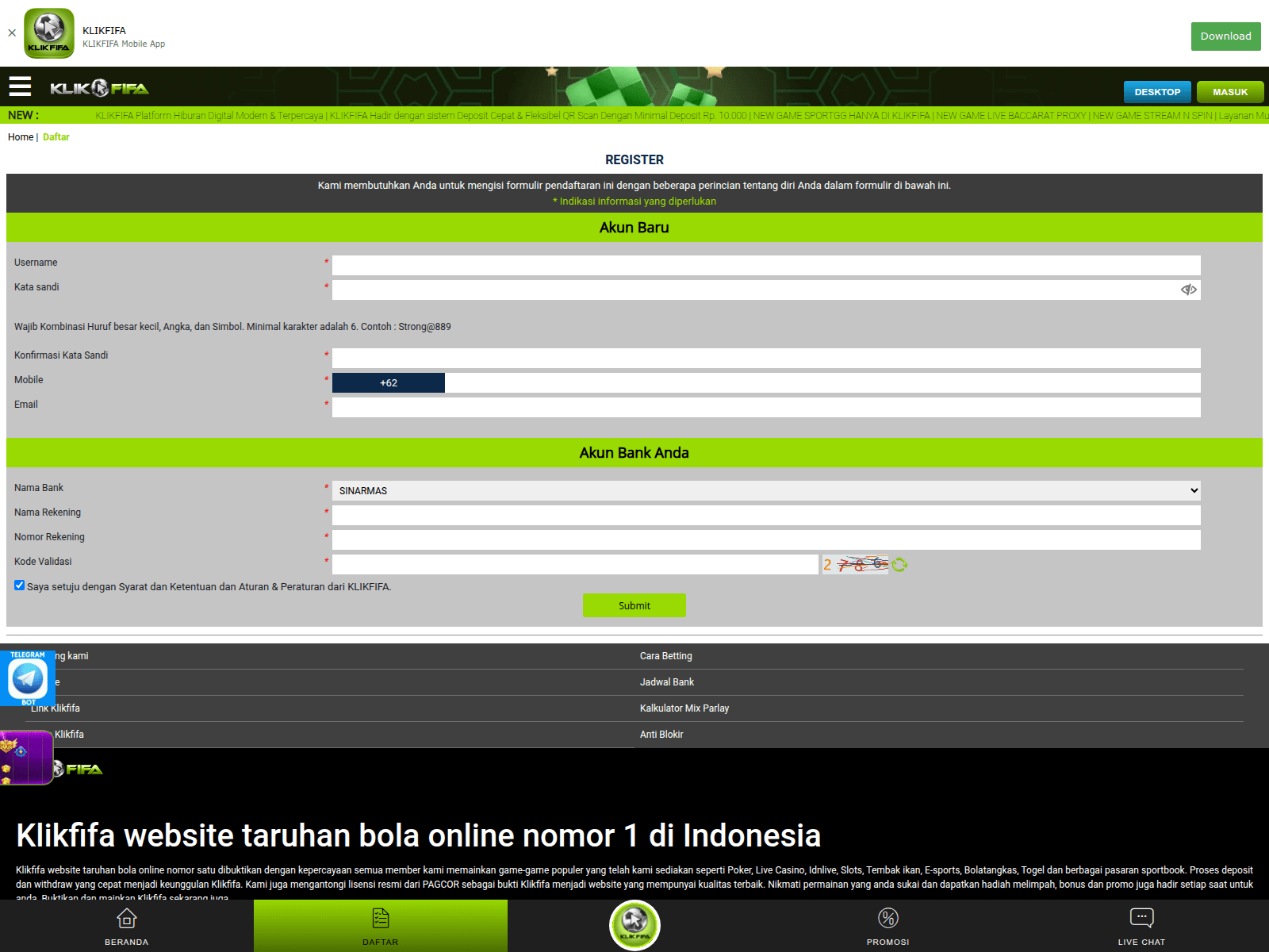 Screenshot of klikfifa77.com