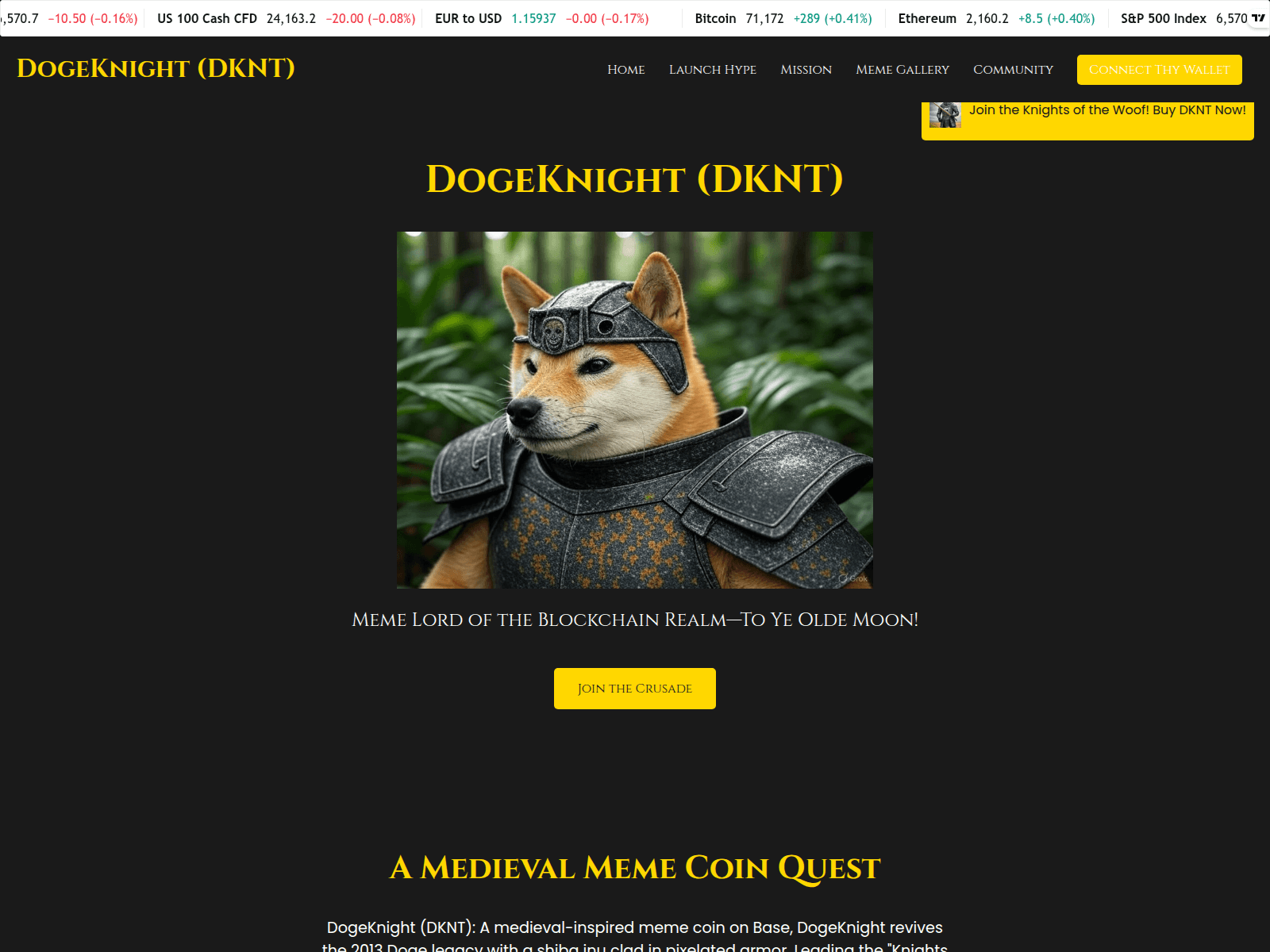 Screenshot of dogeknight.org