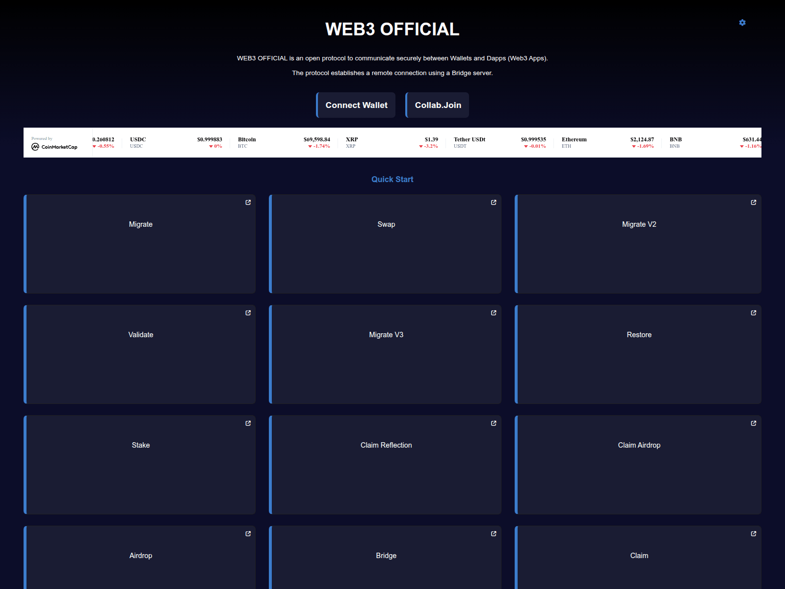 Screenshot of www.wallet.thew3official.com
