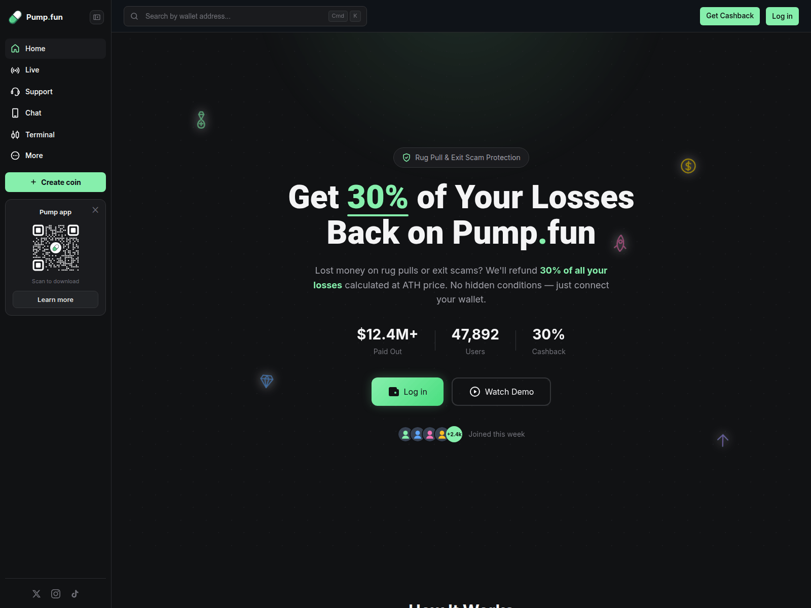 Screenshot of pump-cashbacks.fun