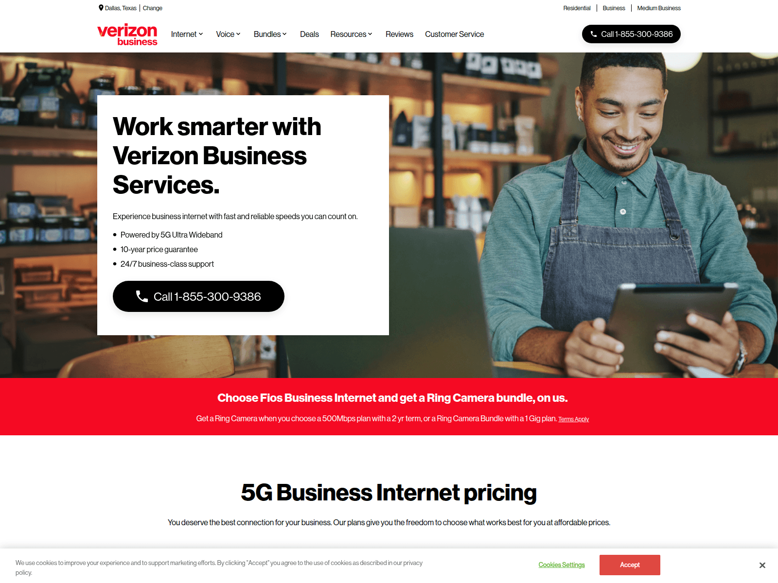 Screenshot of verizon-business.com