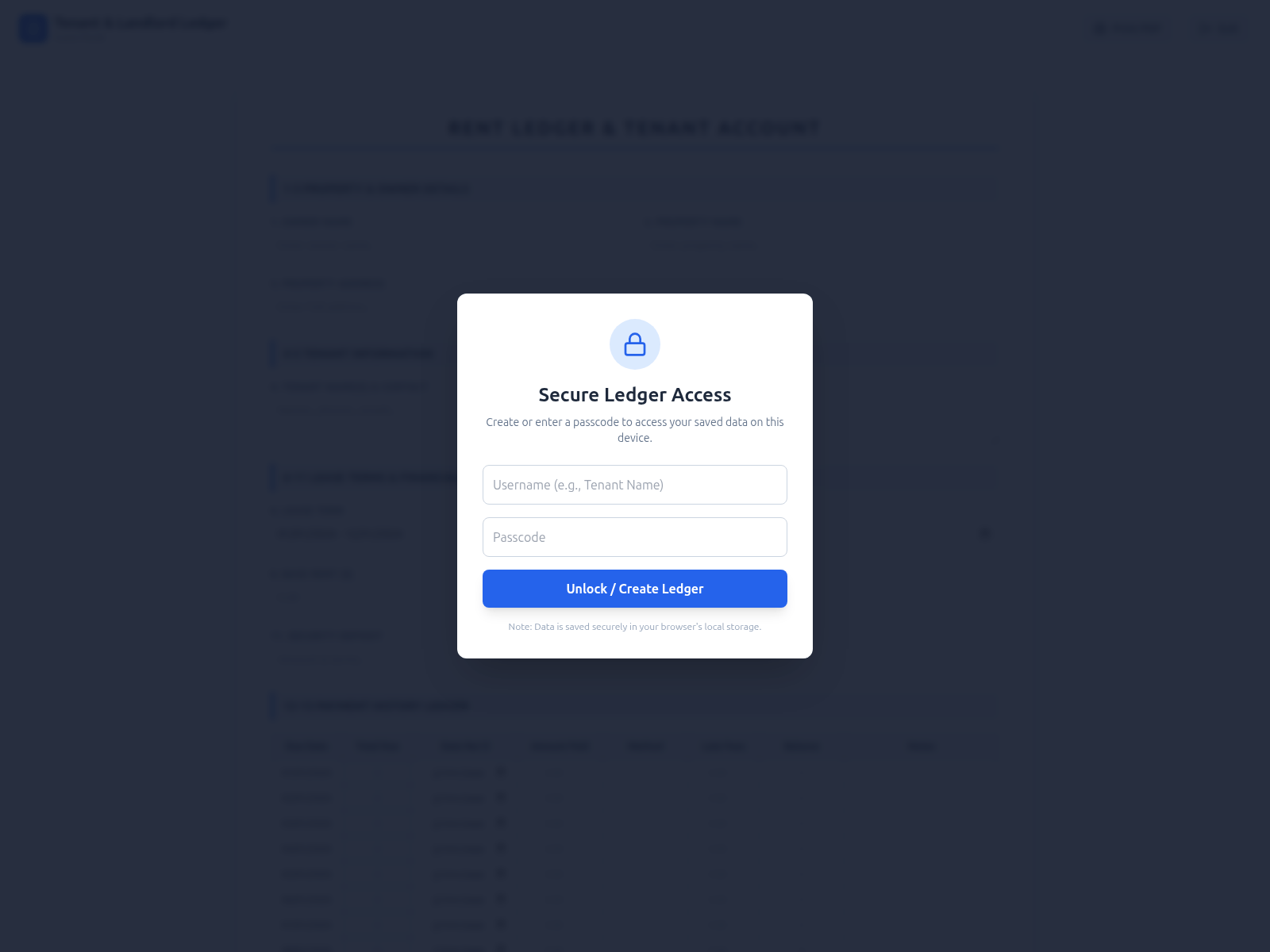 Screenshot of rentledger.live