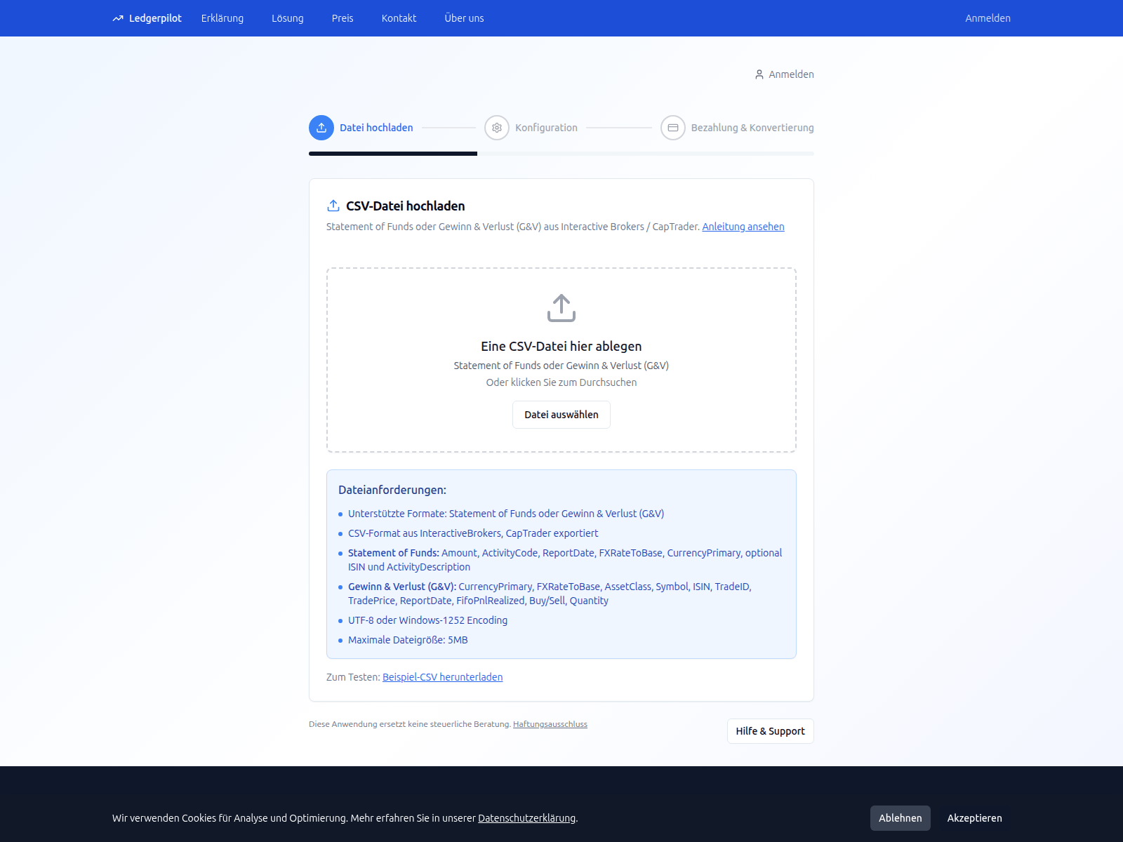 Screenshot of app.ledgerpilot.io