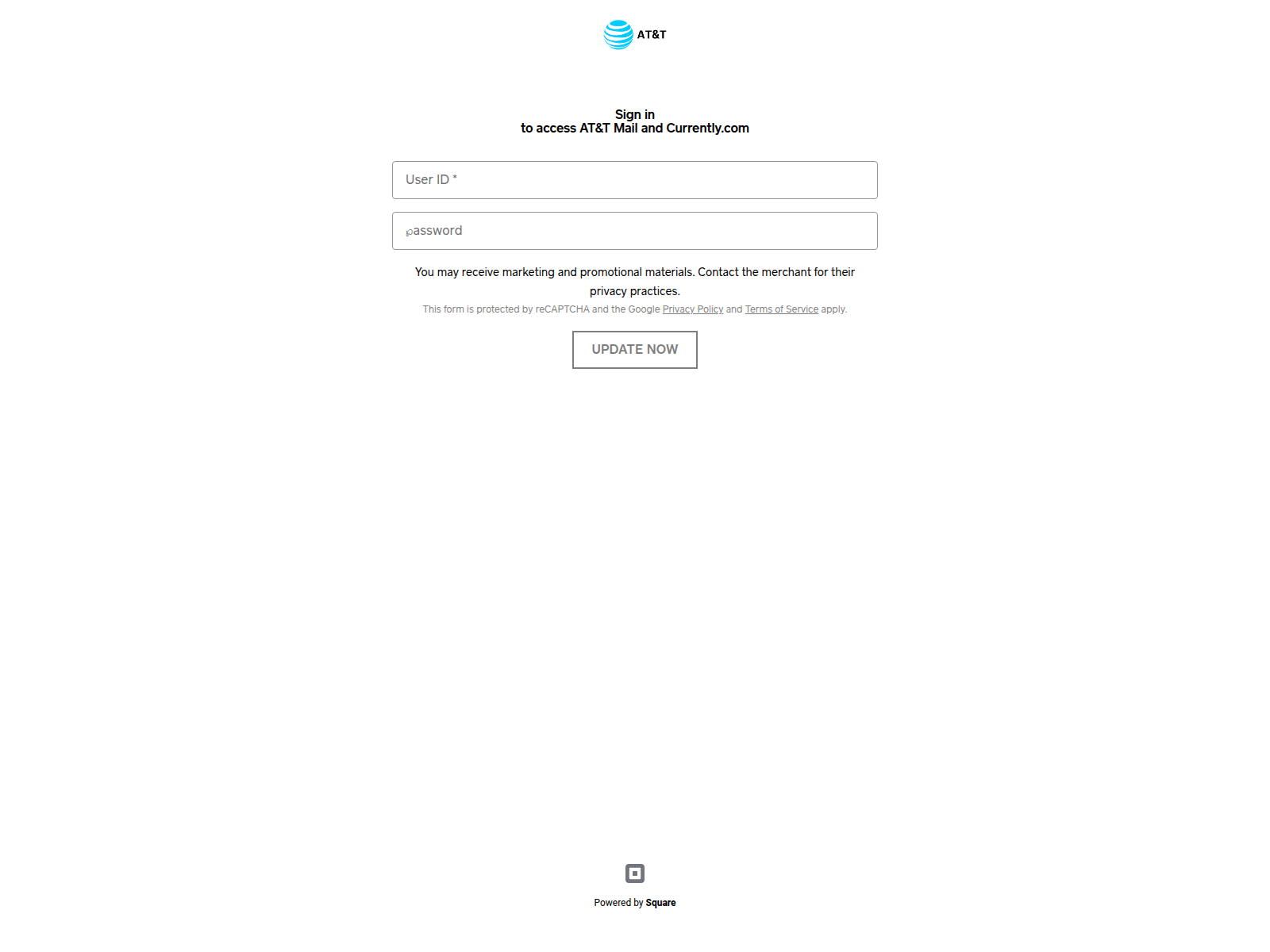 Forensic screenshot of attmailgood.square.site