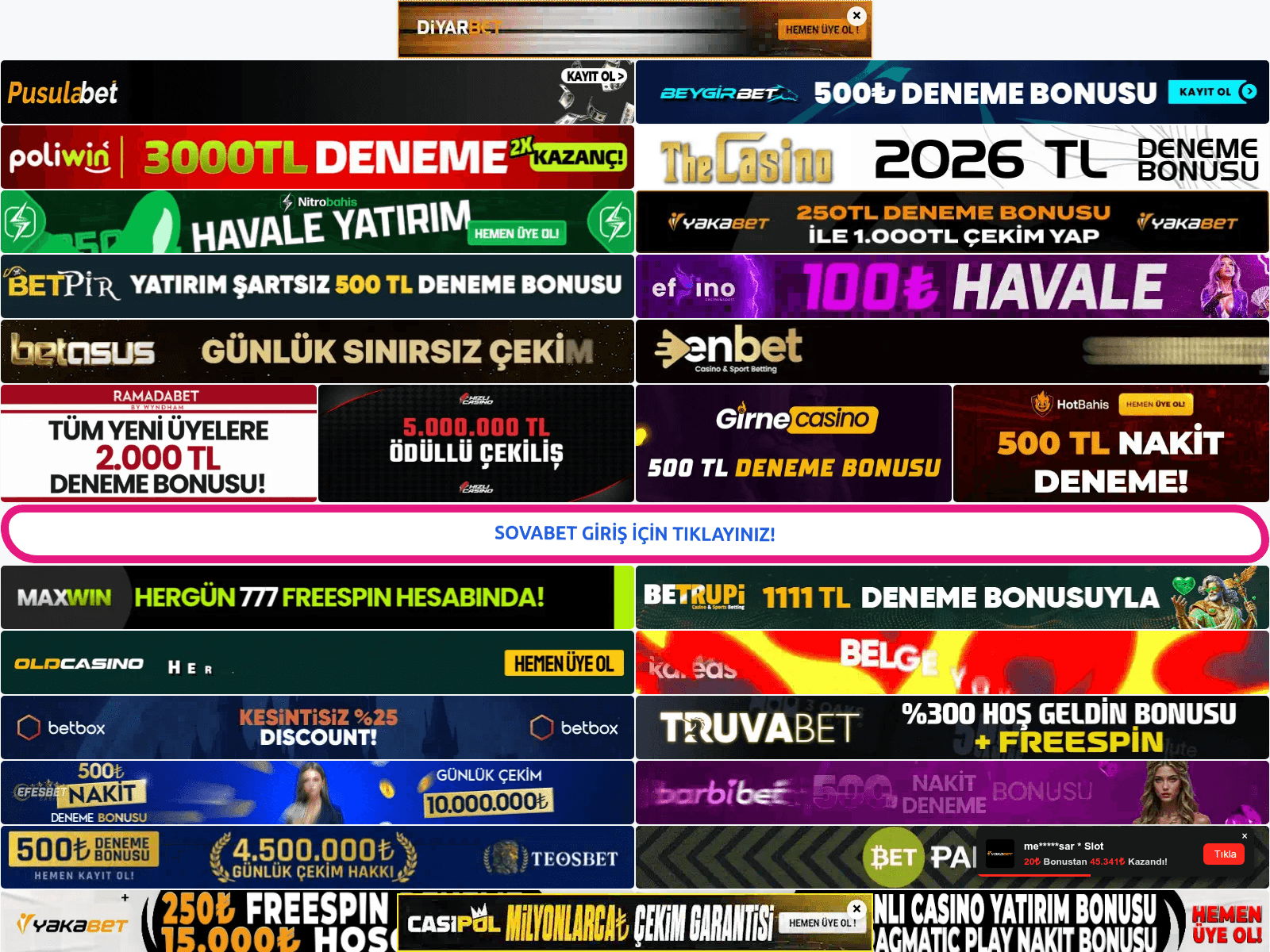 Screenshot of sovabetgirisi.com