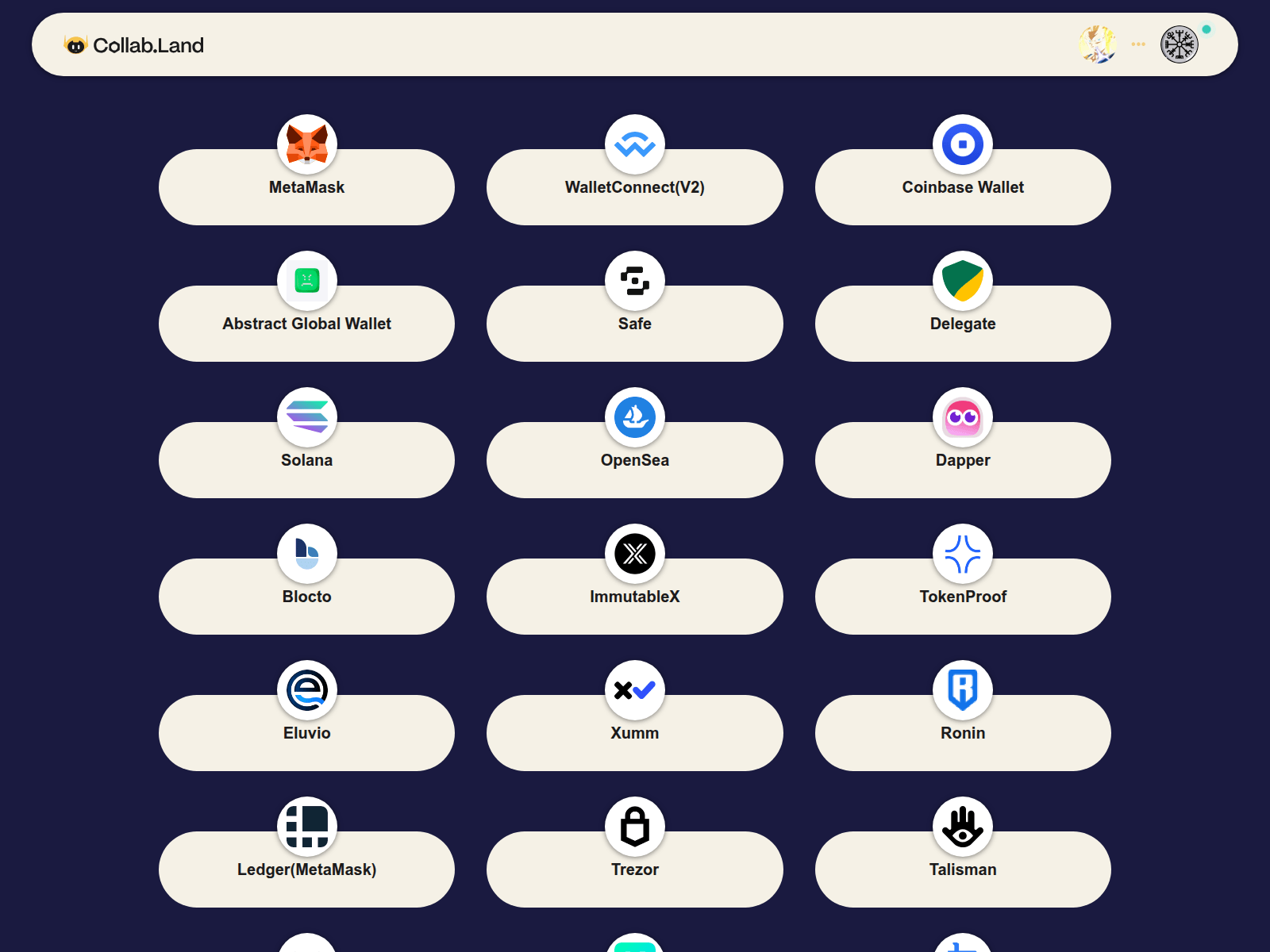 Screenshot of connect.w-collab.land