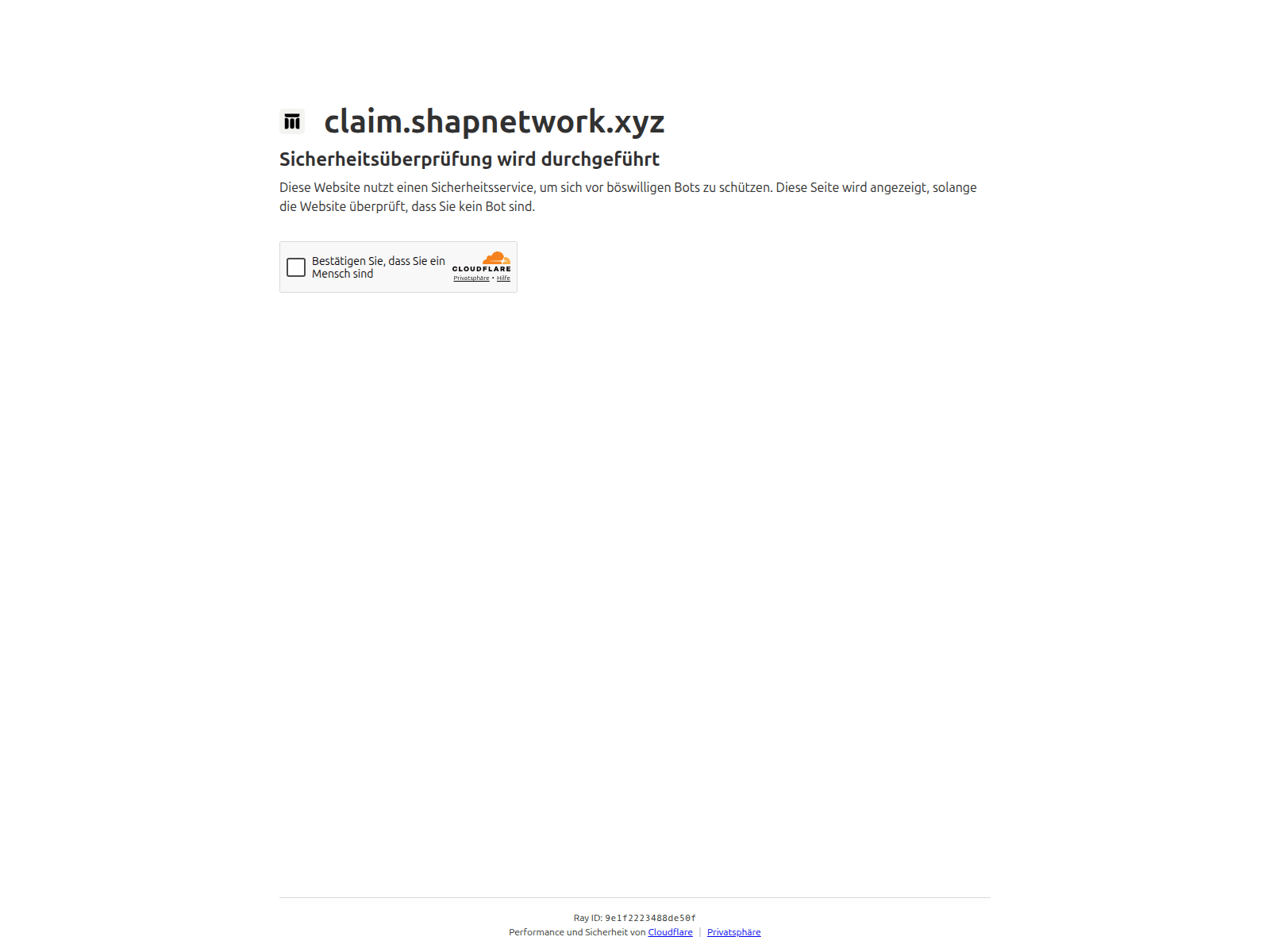 Screenshot of claim.shapnetwork.xyz