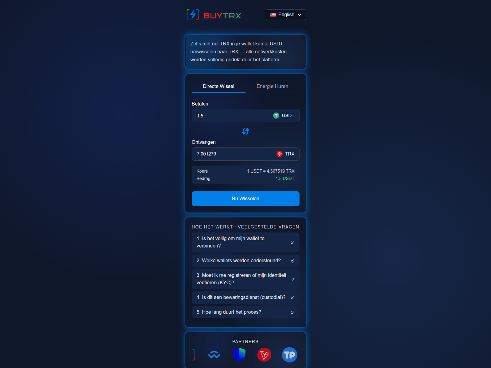 Screenshot of buytrx.nl