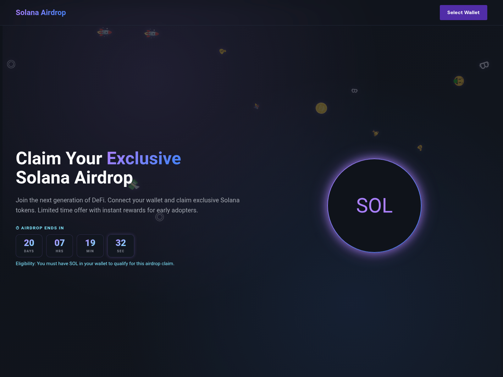 Screenshot of www.sol-claim.live