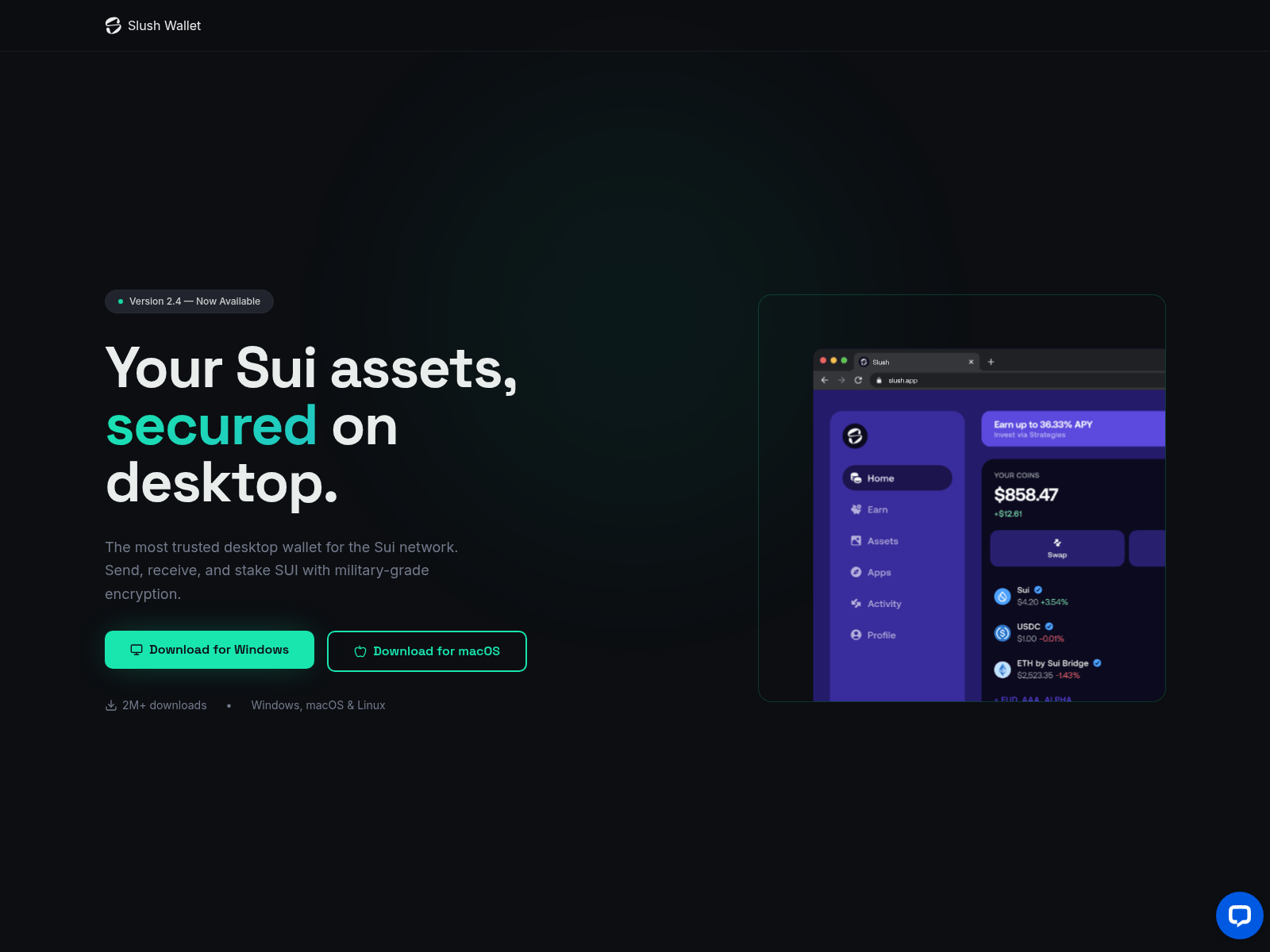 Screenshot of slushwalletdesktop.app