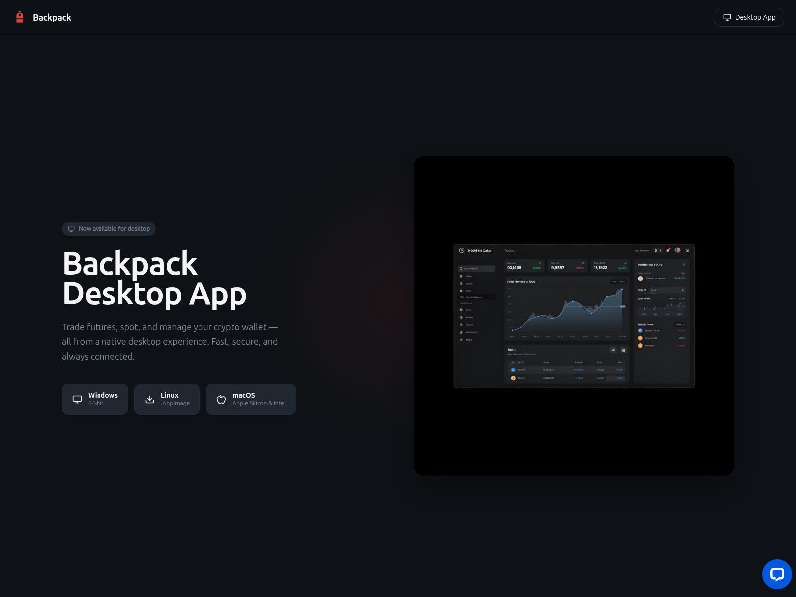 Screenshot of backpackdesktop.live