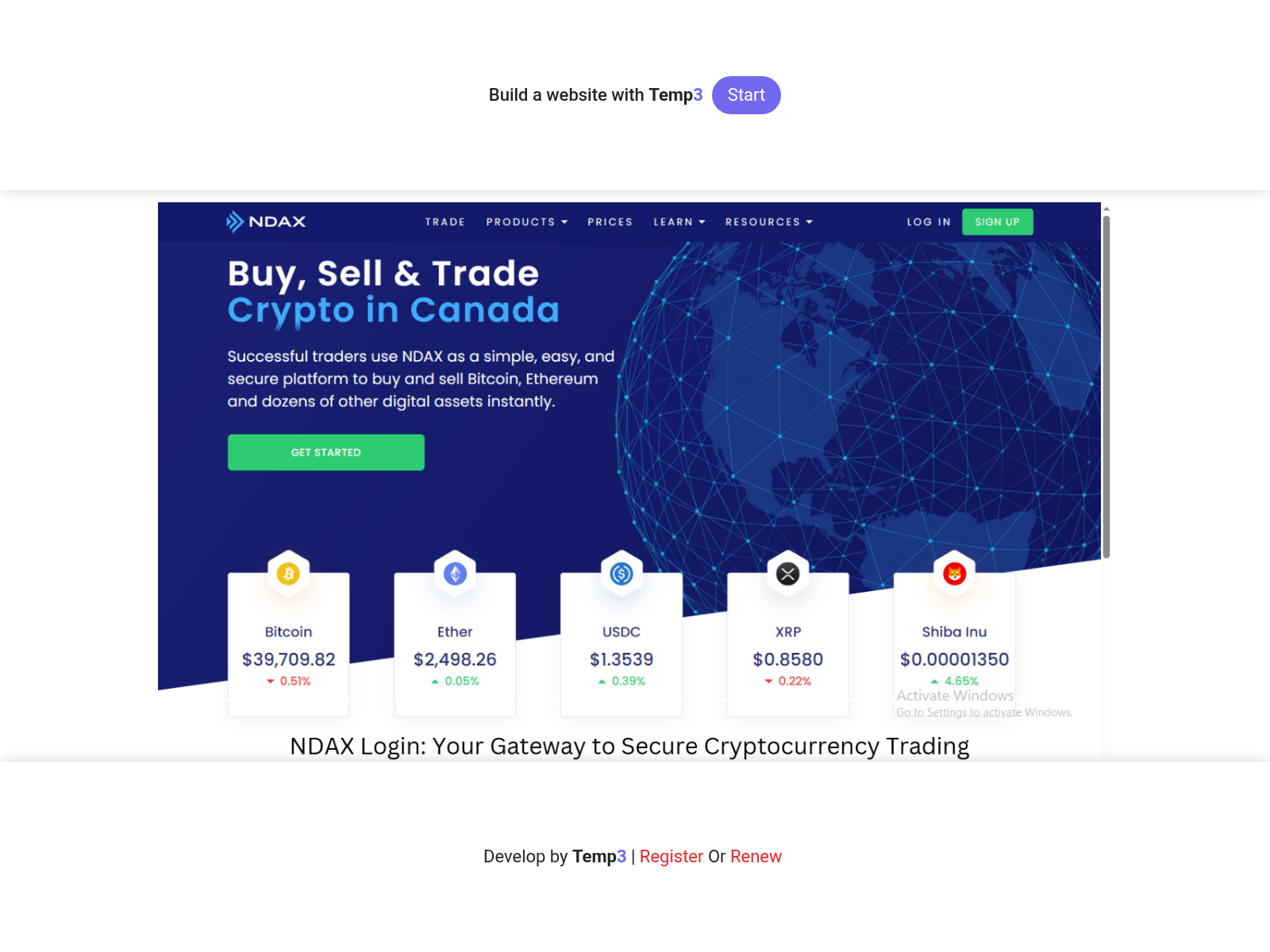 Screenshot of ndaxexchnge-en.tem3.io