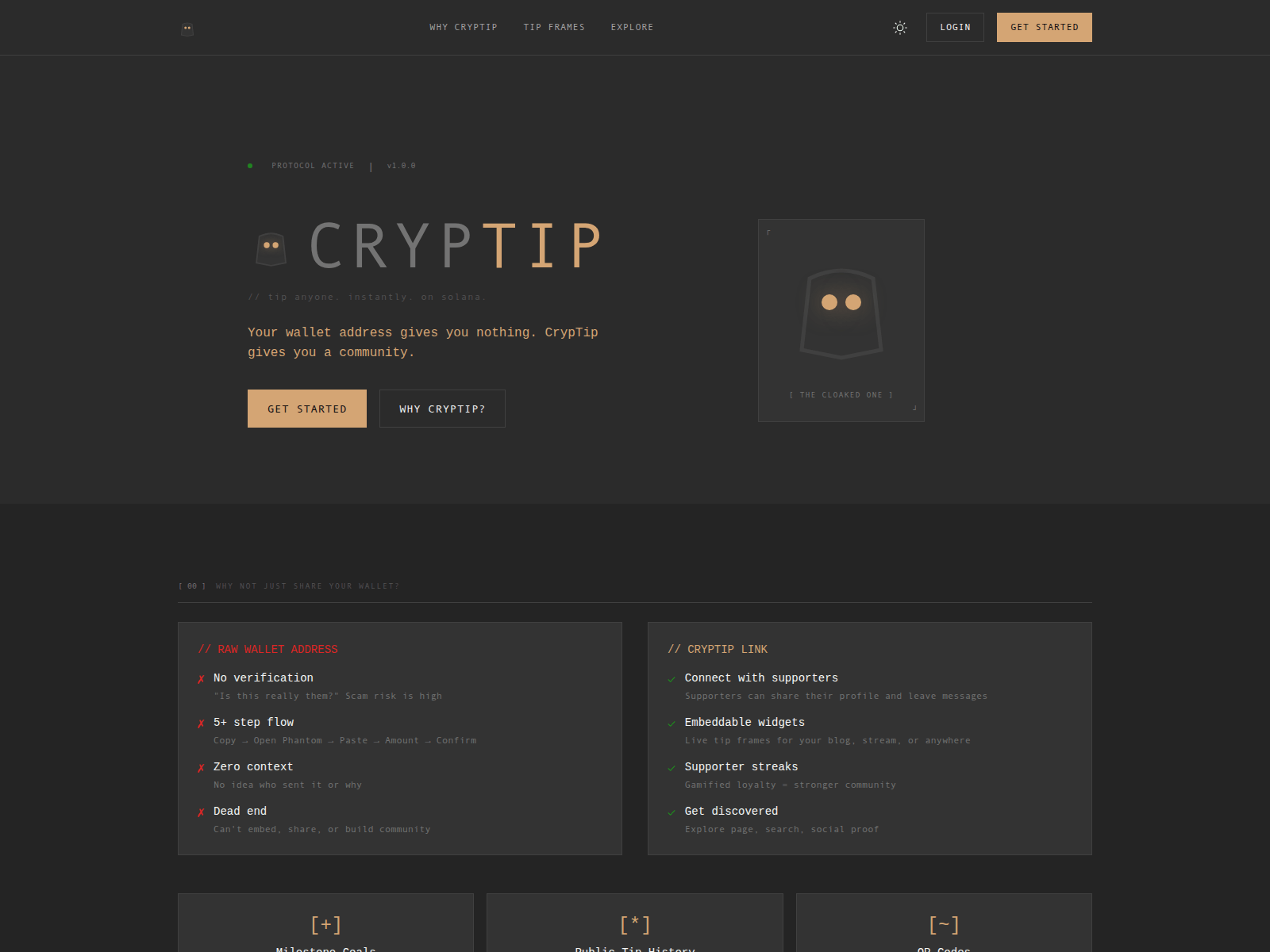 Screenshot of cryptip.me