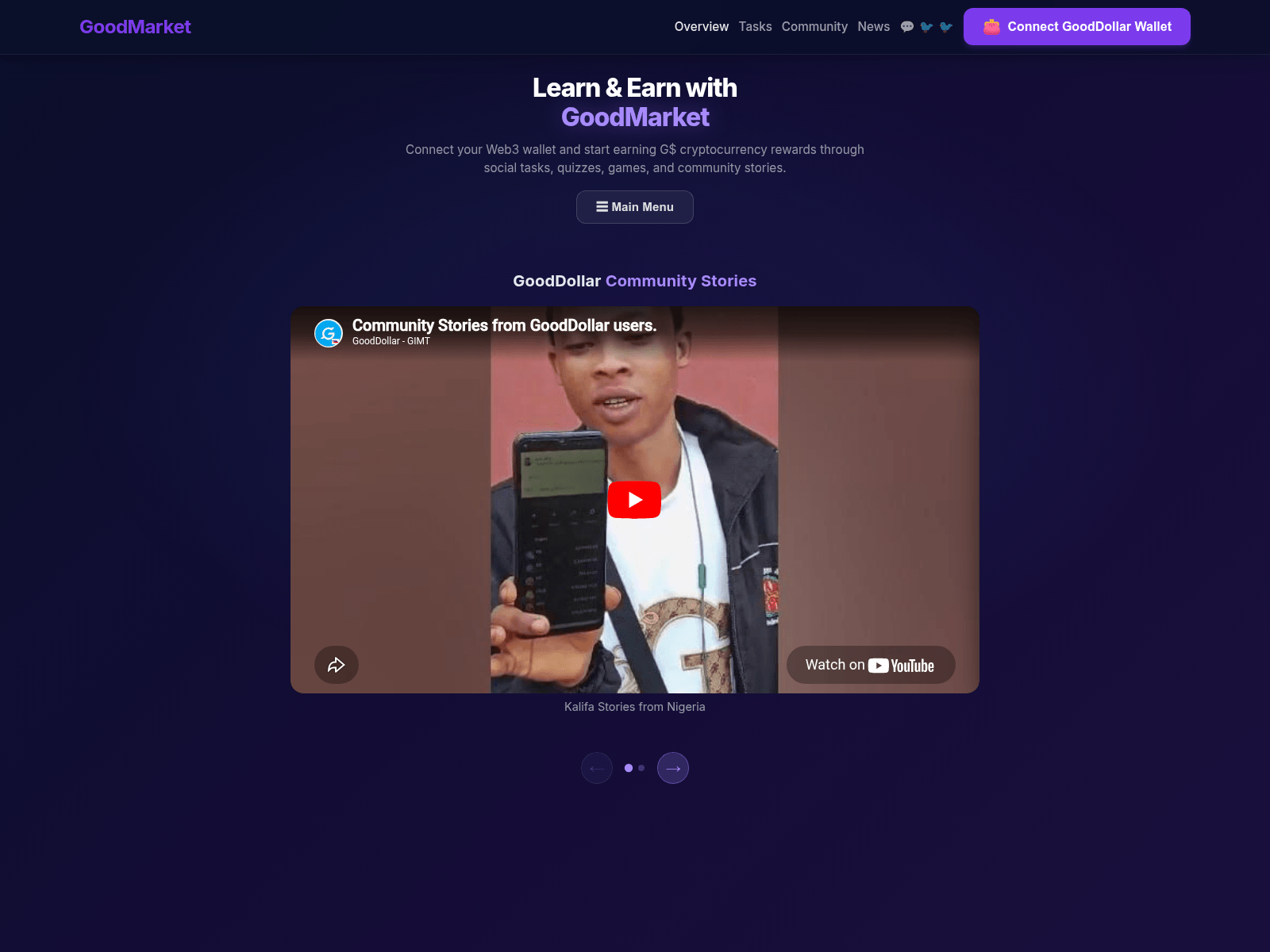 Screenshot of goodmarket.live