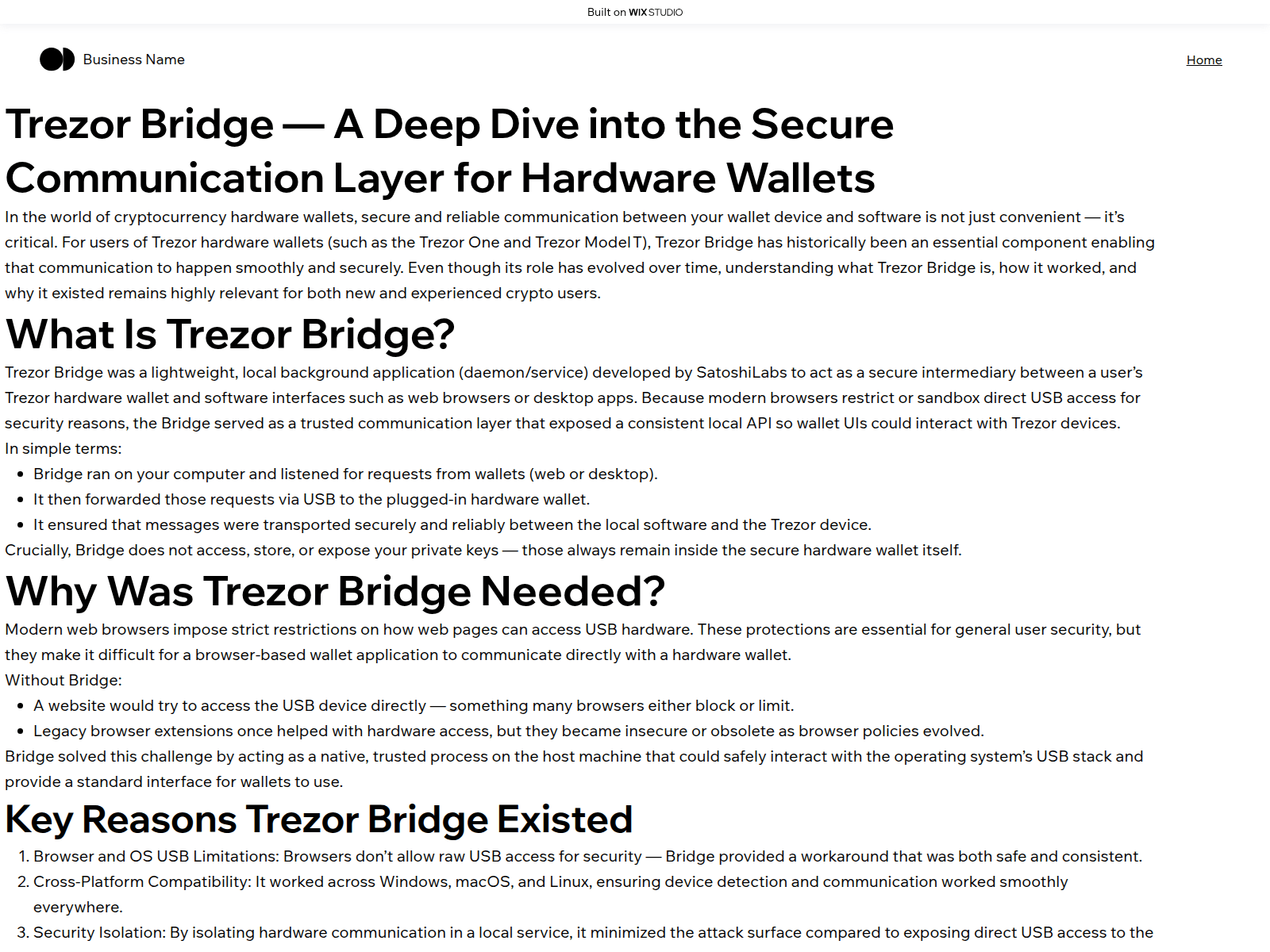 Screenshot of bridgwallet.wixstudio.com