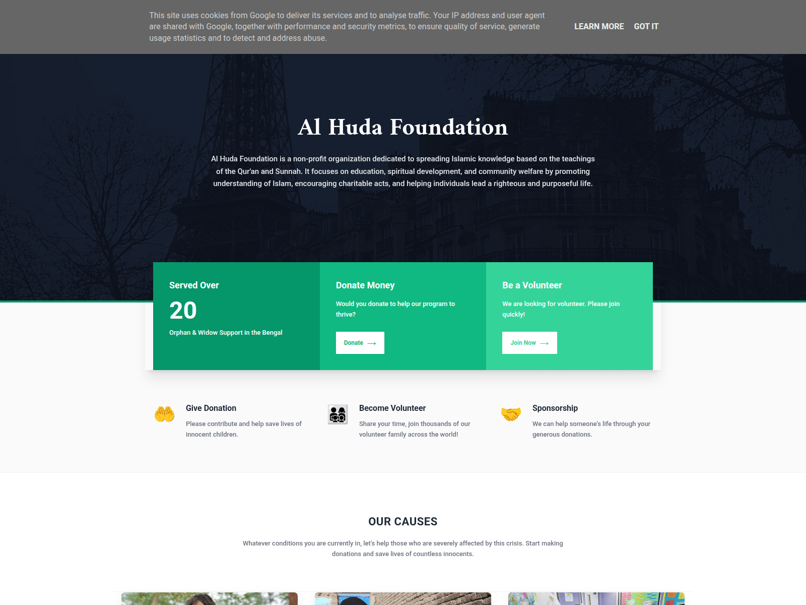 Screenshot of alhuda-foundation.com