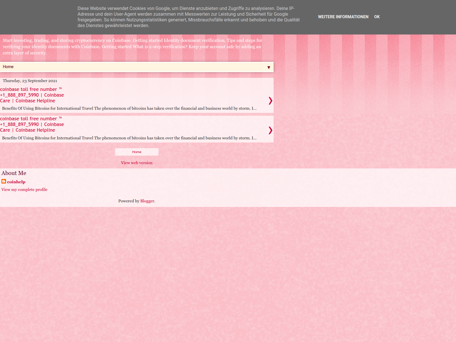 Screenshot of coinbasetollfreehelp.blogspot.com