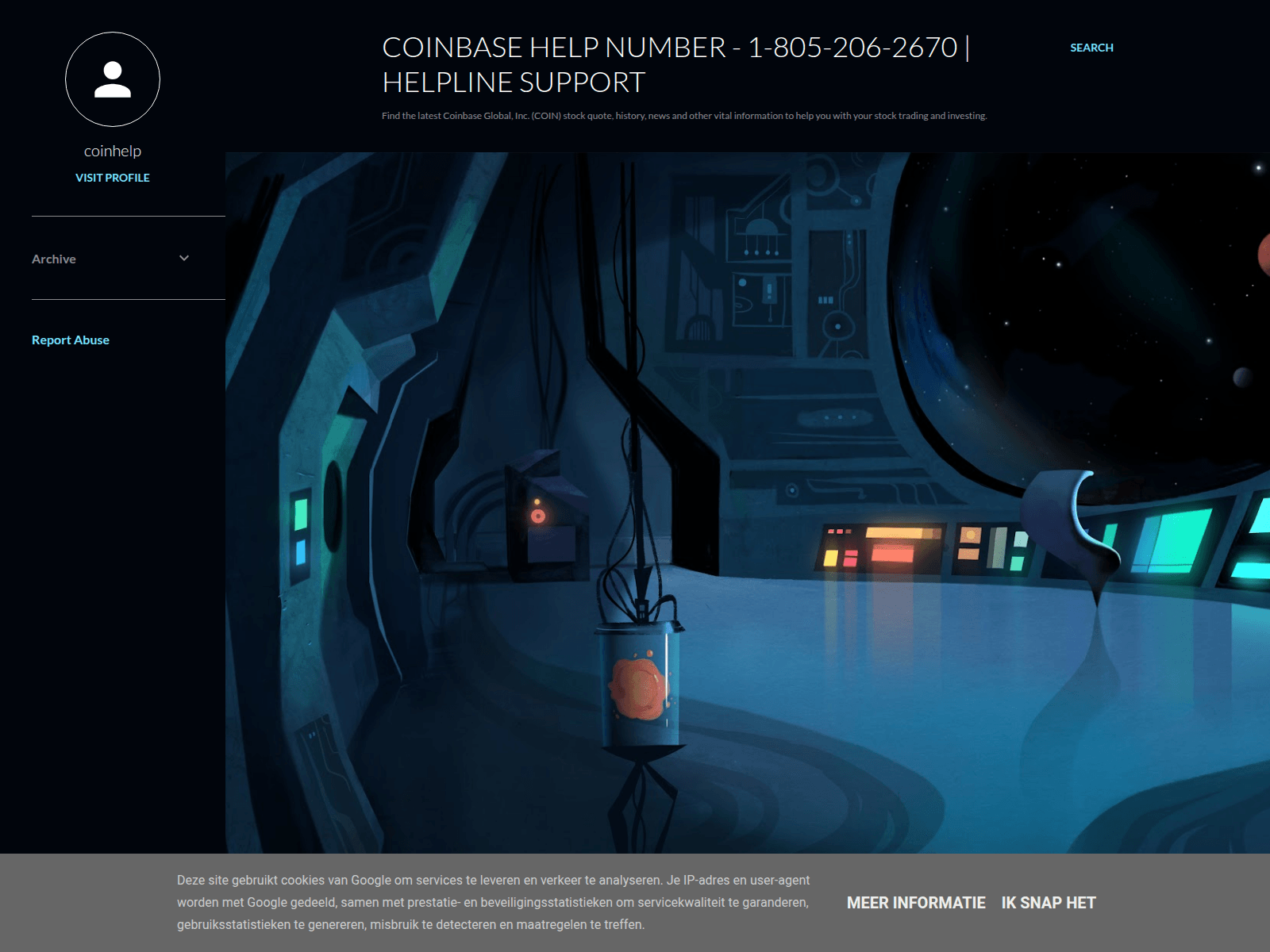 Forensic screenshot of coinbasehelplinesupport.blogspot.com