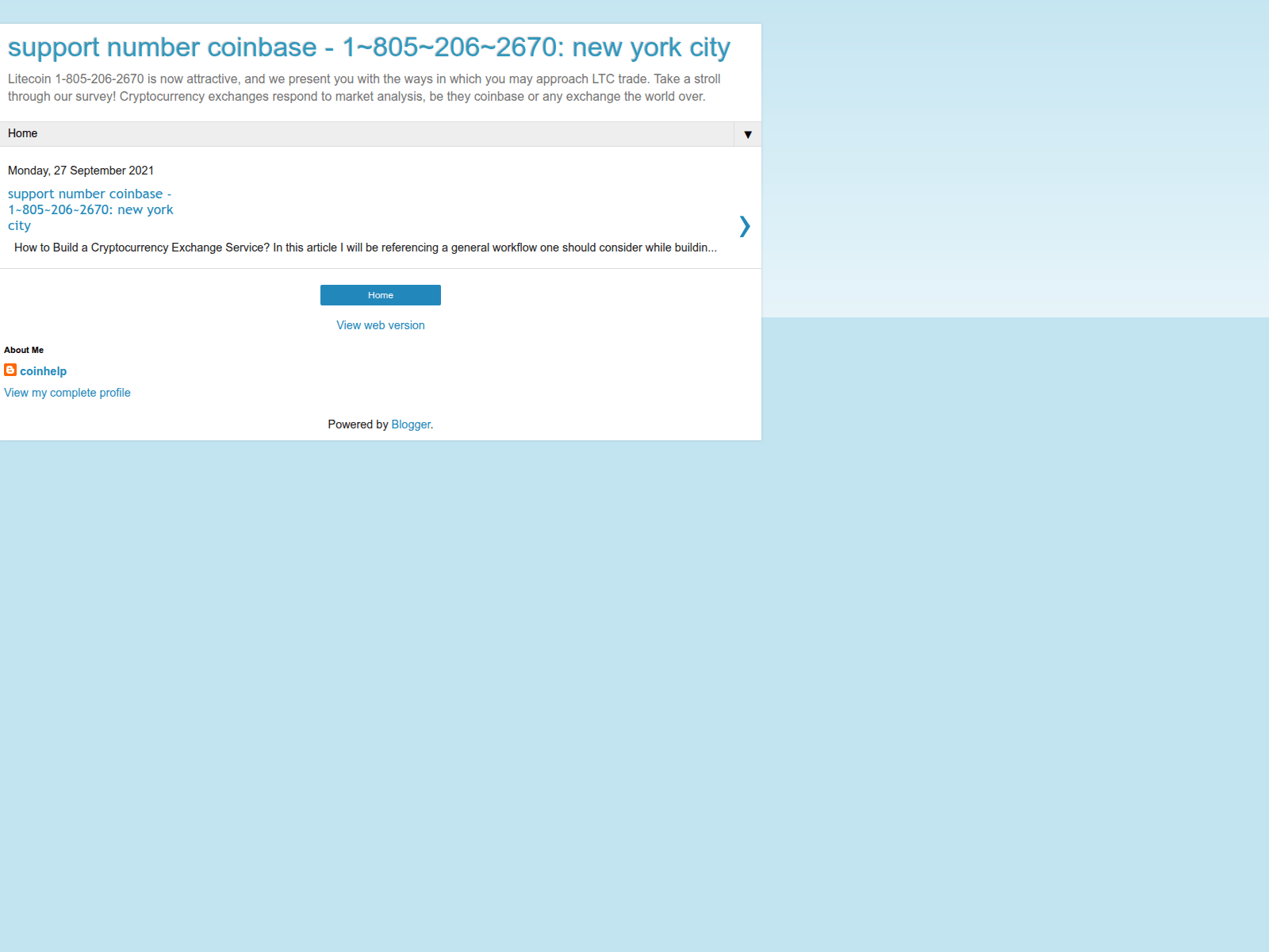 Screenshot of coinbasesupportlivenumber.blogspot.com