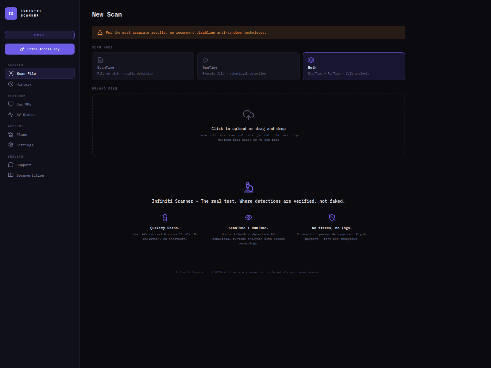 Screenshot of runtime-scan.com
