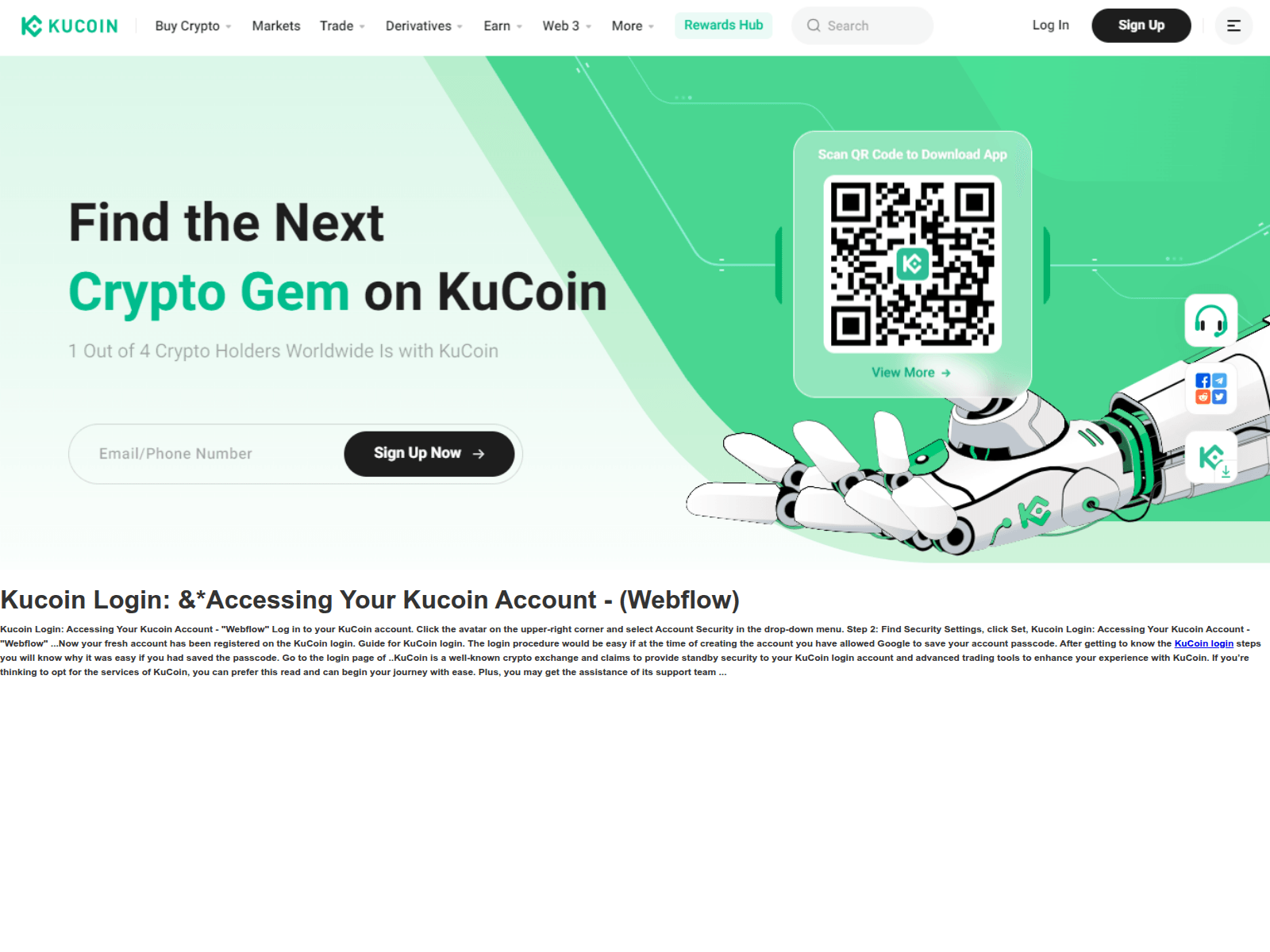 Screenshot of logkkucoin.webflow.io