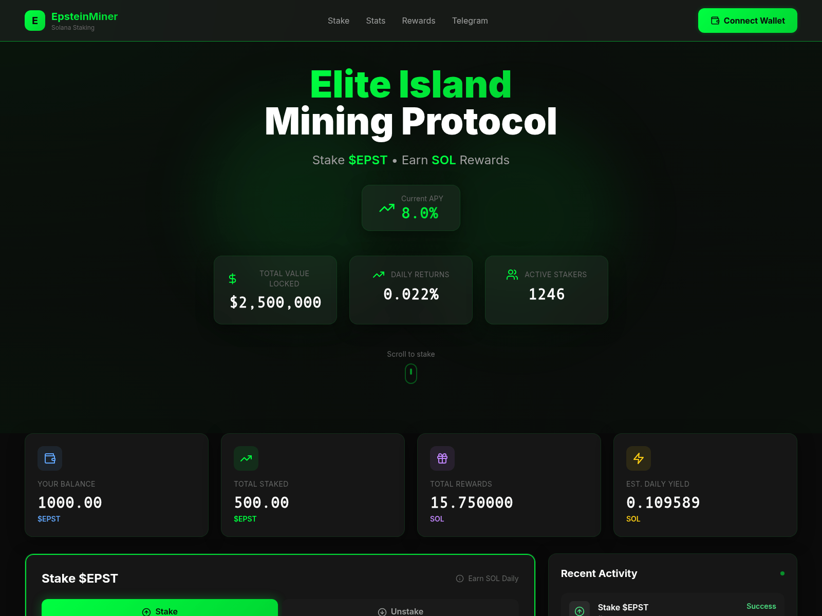 Screenshot of epsteinminer.xyz