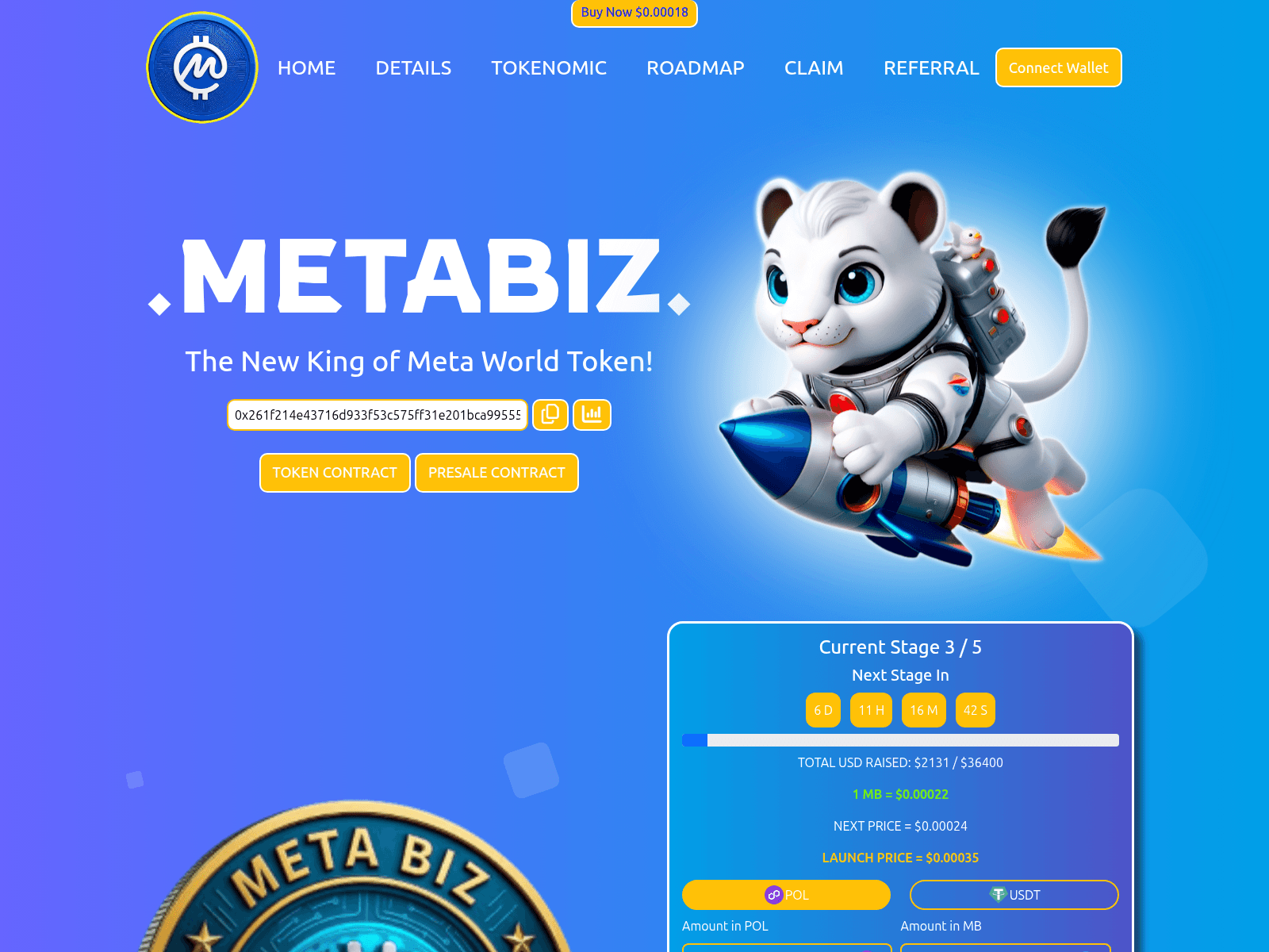 Screenshot of presale.metabiz.cash