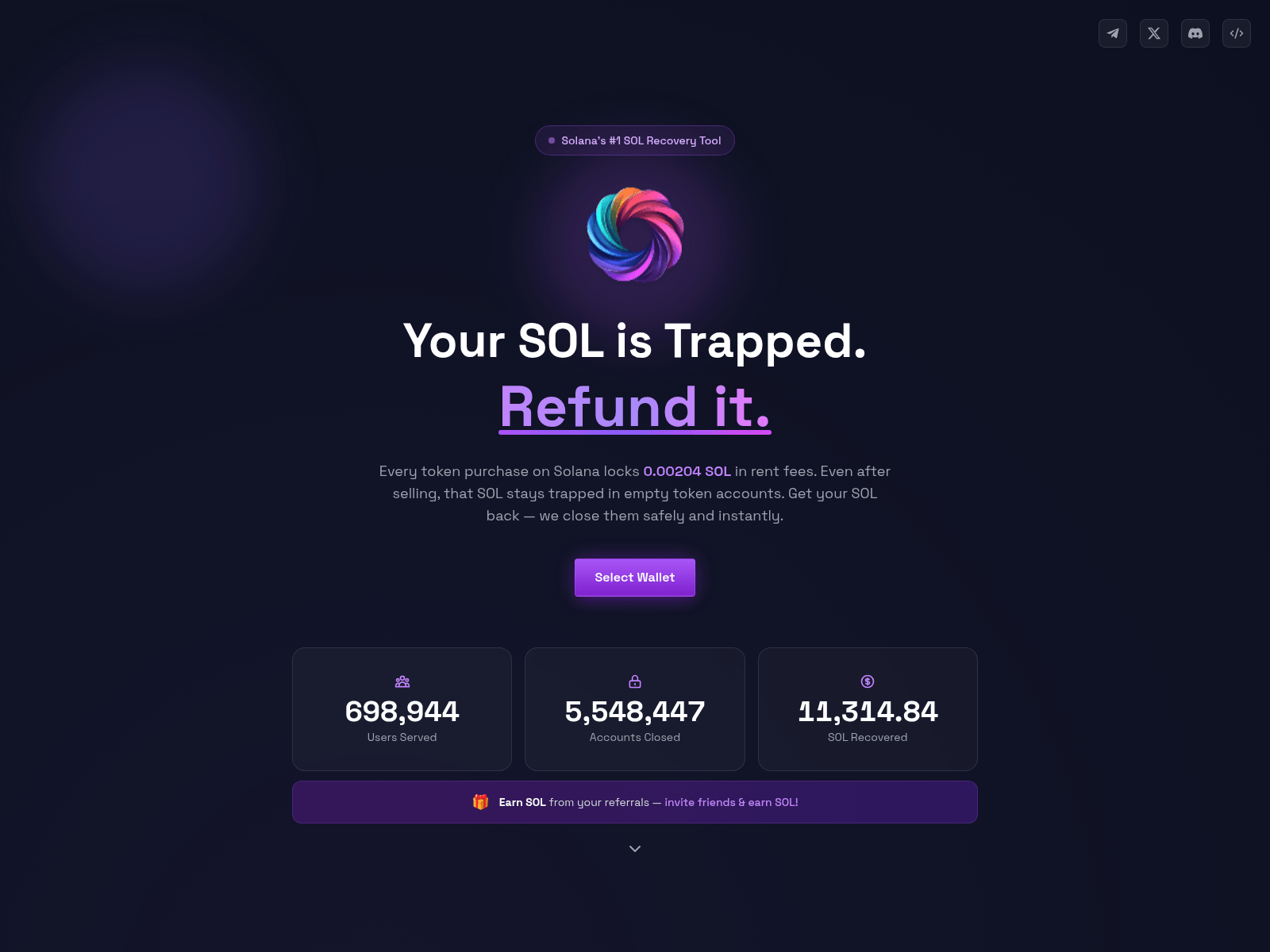 Screenshot of refundsol.net