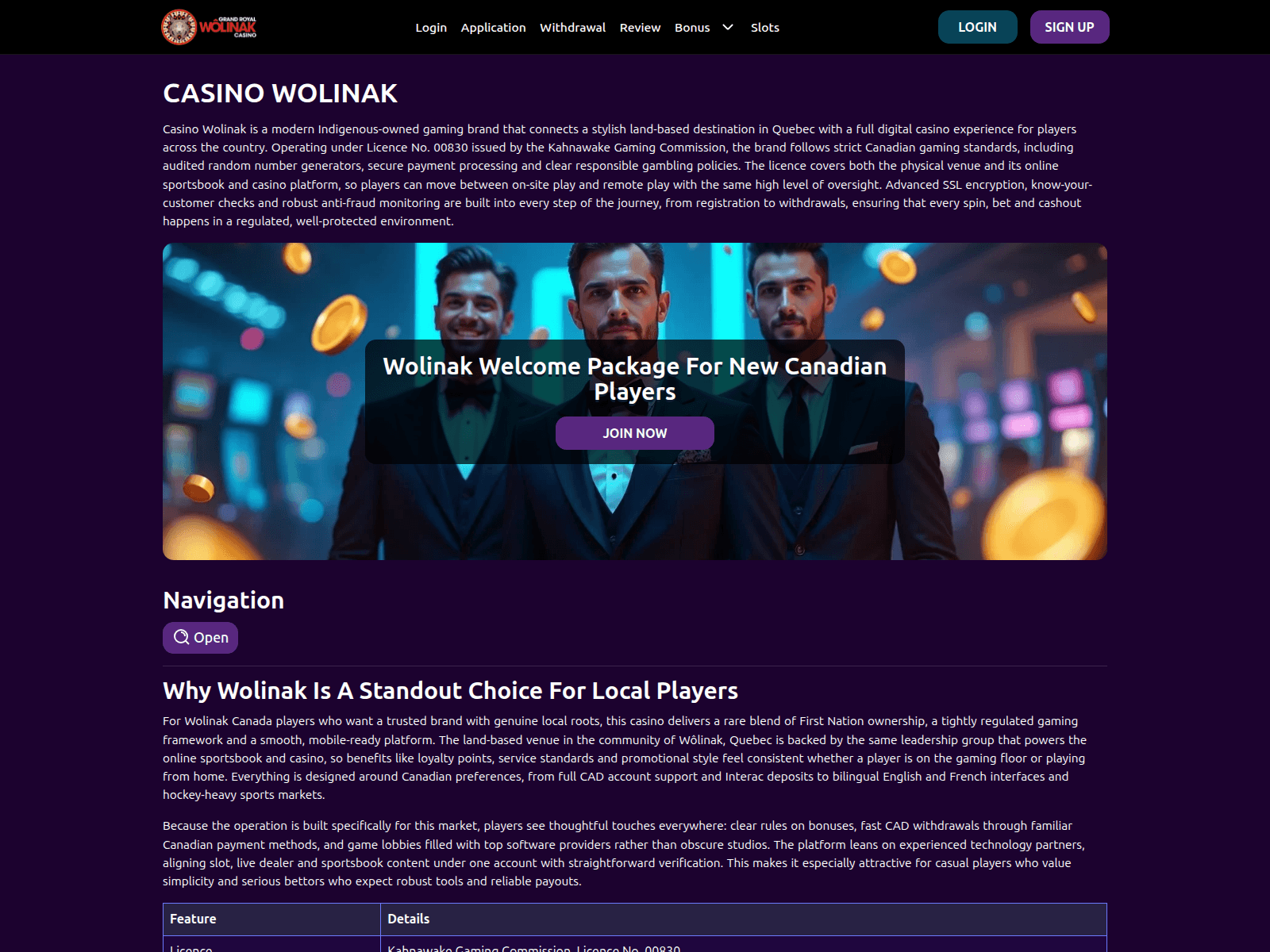 Screenshot of casinowolinak.bet