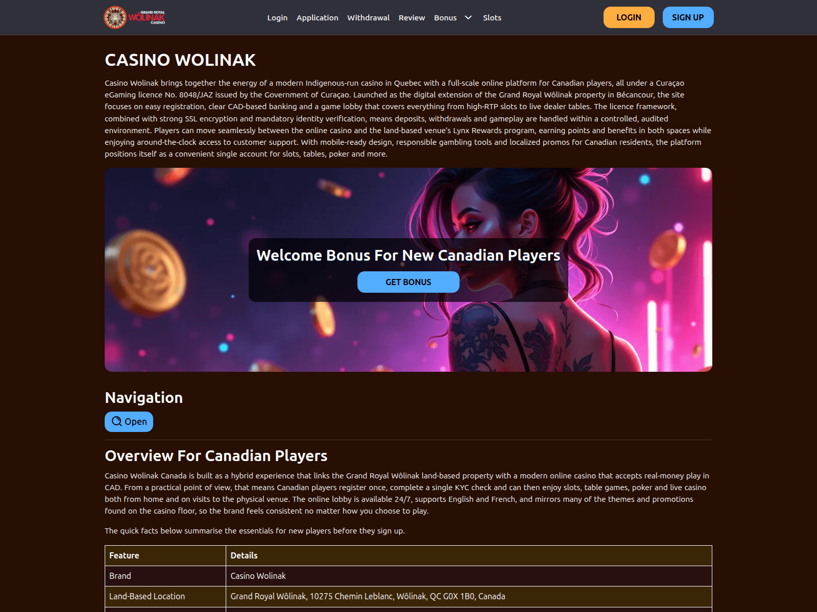 Screenshot of casinowolinak.net