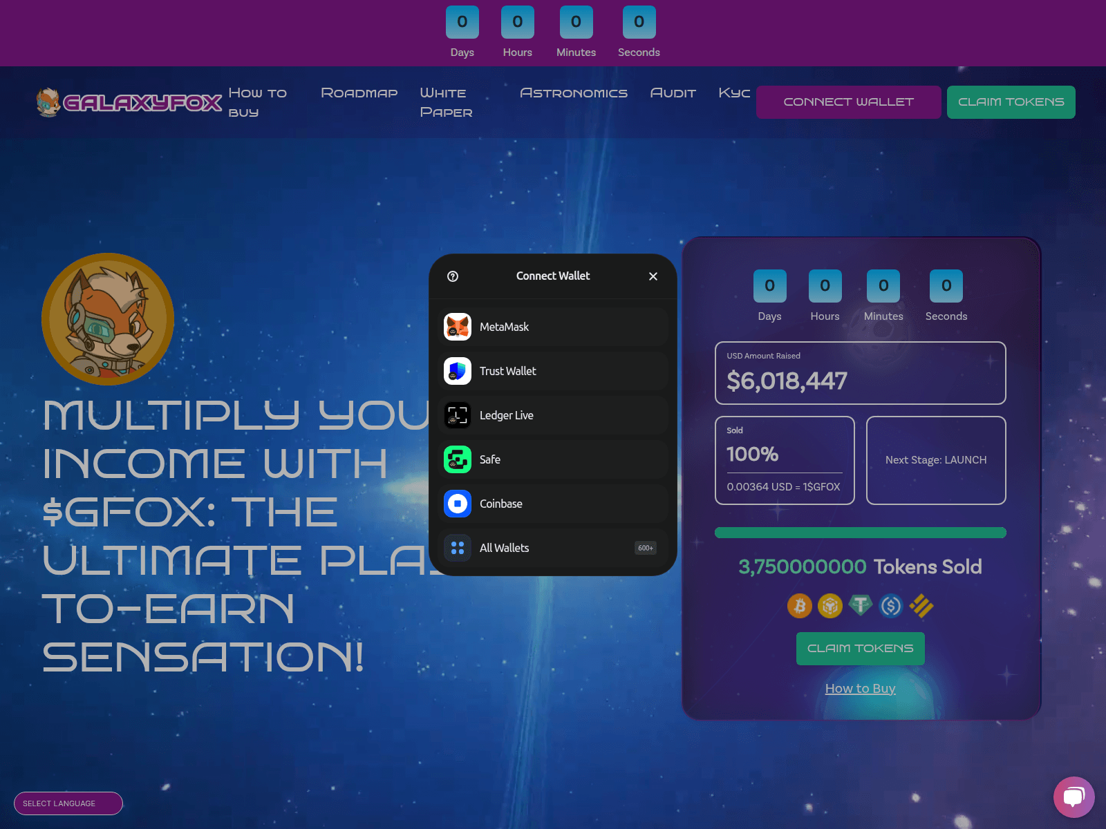 Screenshot of galaxyfox-io-presalestokenclaim.pages.dev