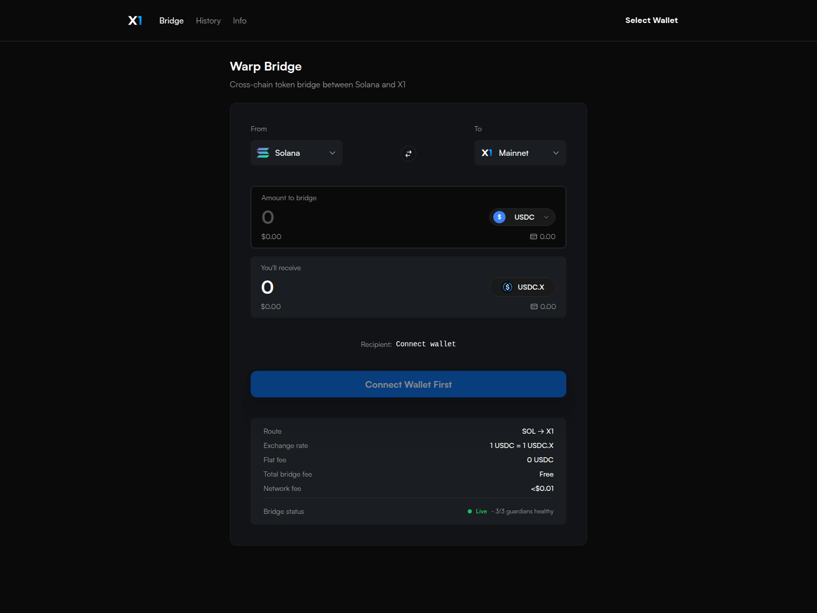 Screenshot of bridge-alpha.x1.xyz