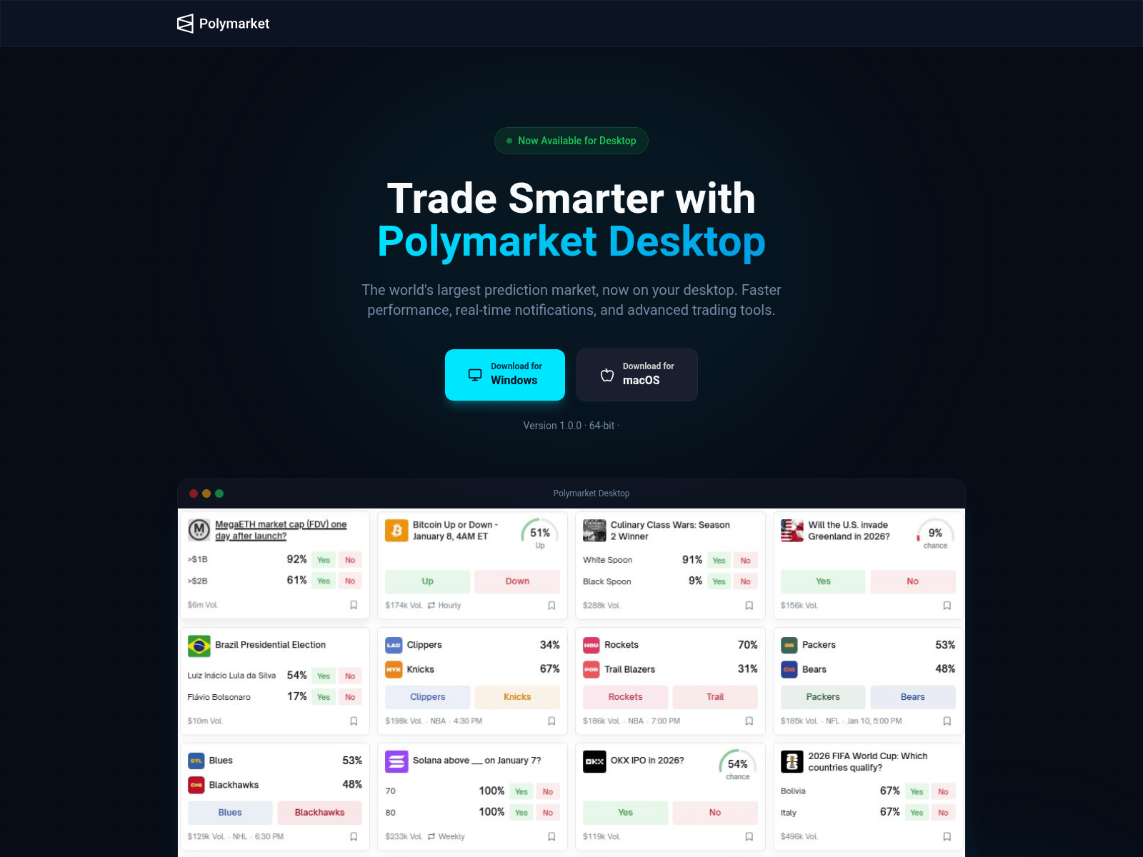 Screenshot of polymarketdesktop.app