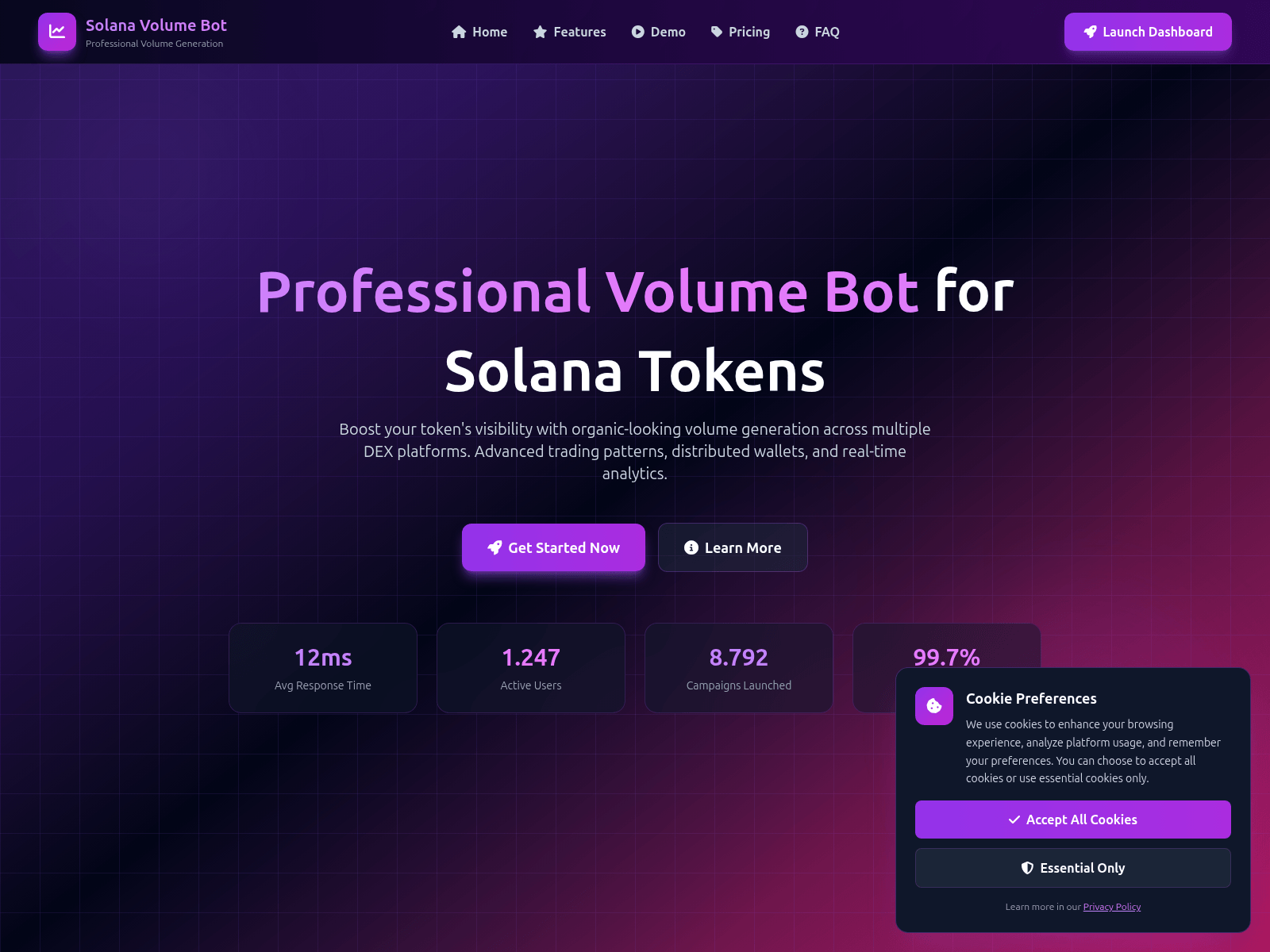 Screenshot of solanavolumebot.pro