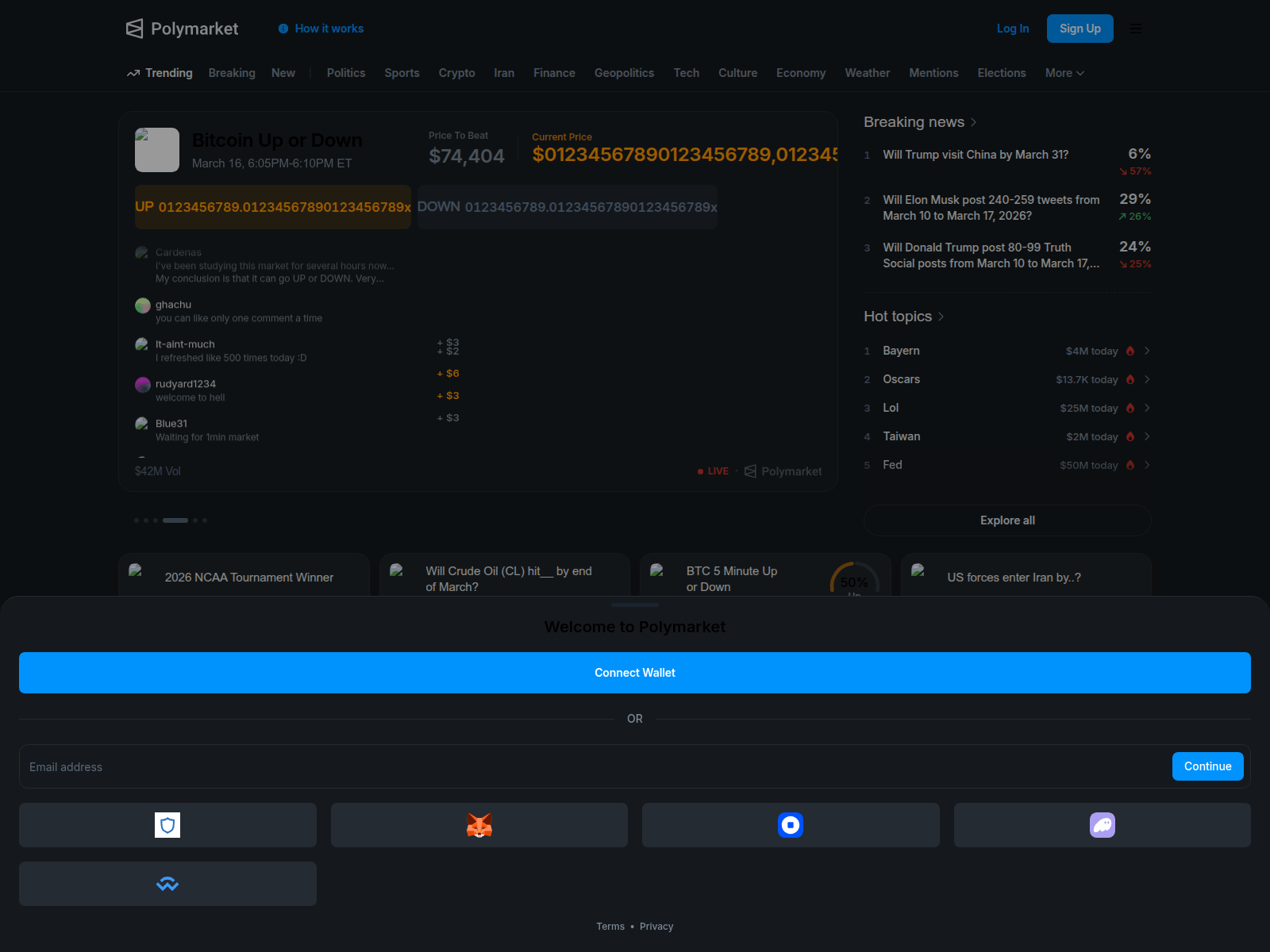Forensic screenshot of polymarketchain.web.app