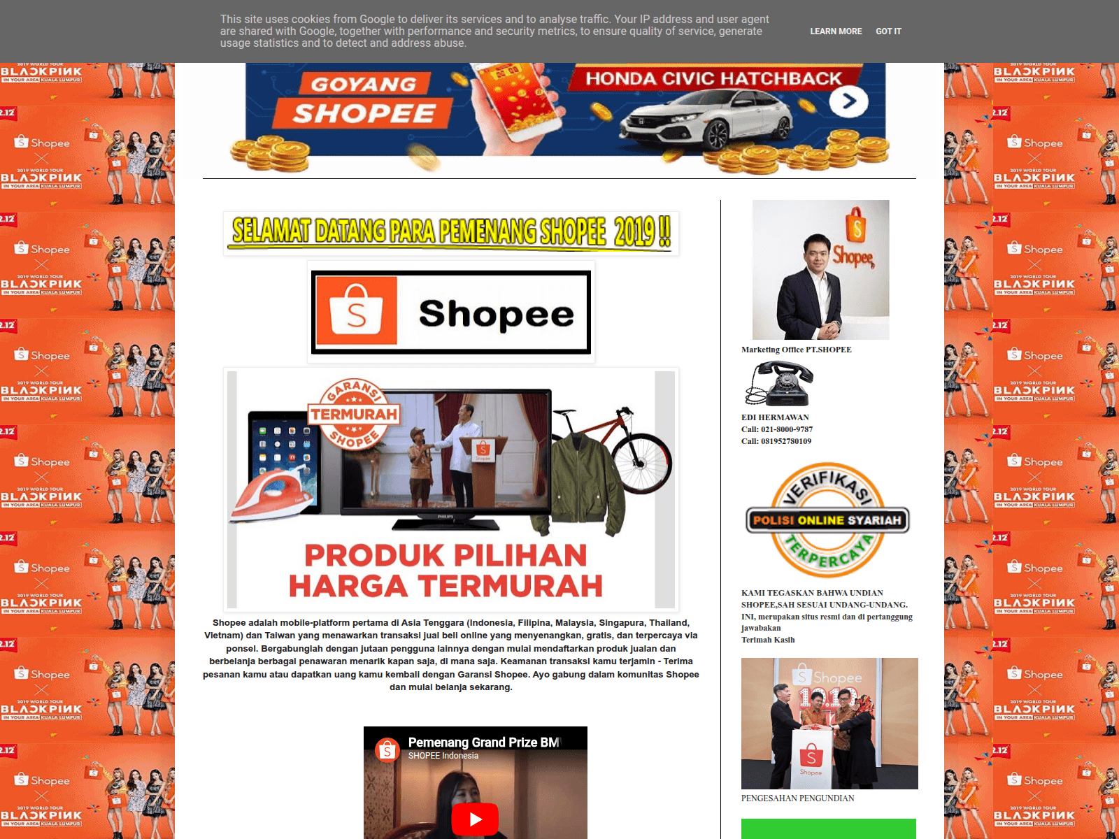 Screenshot of shopee0109.blogspot.com