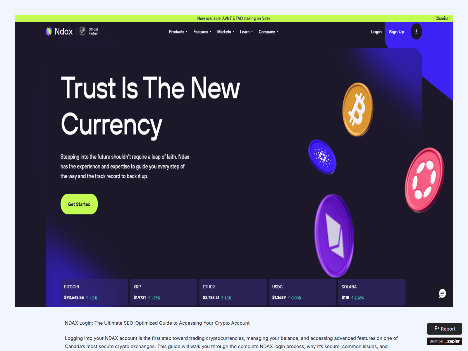 Screenshot of ss-o-ndax-io.zapier.app